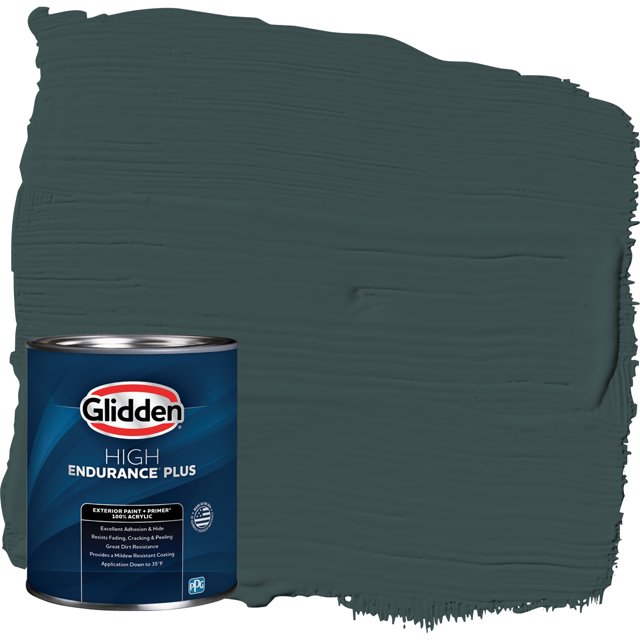 Glidden HEP Exterior Paint + Primer SemiGloss, Night Watch / Green, 1