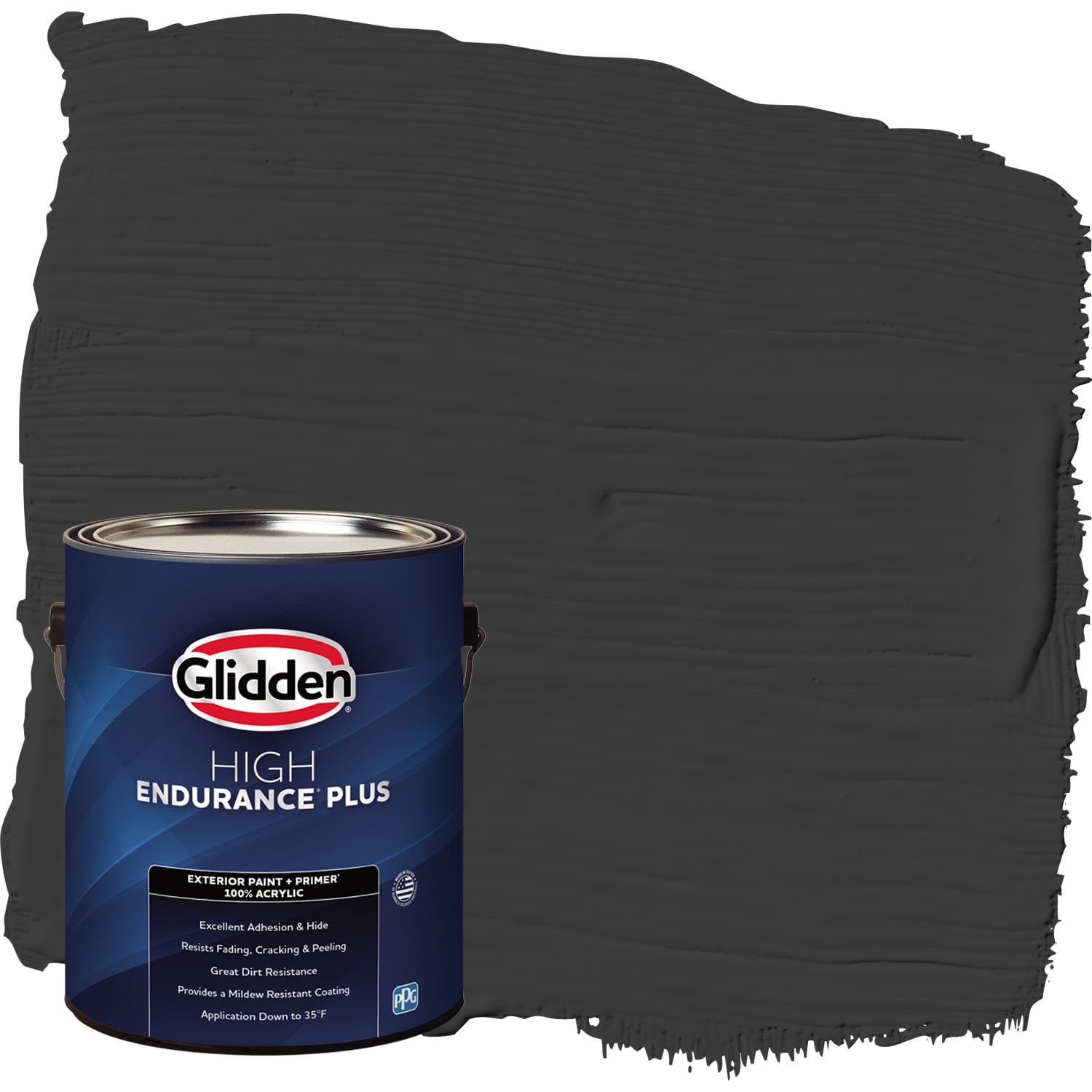 Glidden HEP Exterior Paint + Primer SemiGloss, Onyx Black / Black, 1