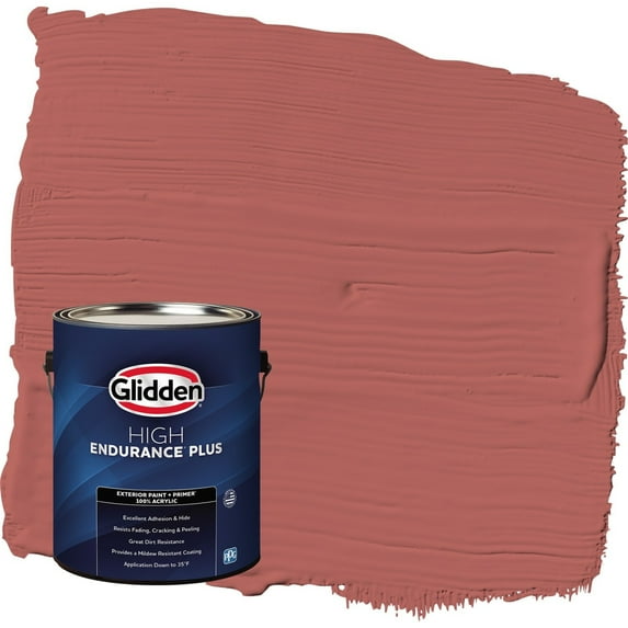 Glidden HEP Sienna Red / Red Semi-Gloss Exterior Paint with Primer, 1 Gallon