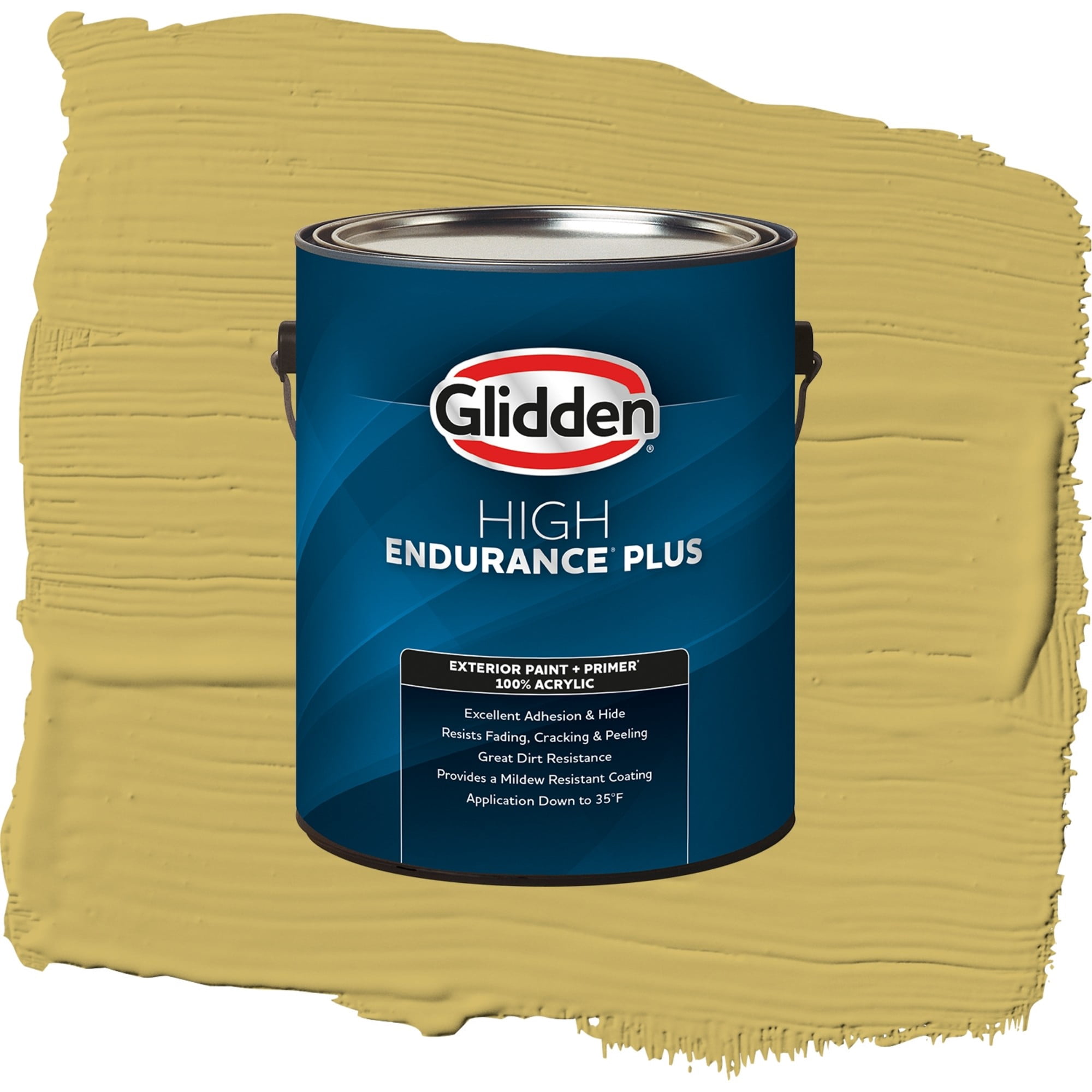 Glidden High Endurance Plus Split Pea Soup Flat Exterior Paint and Primer, 1 Gallon