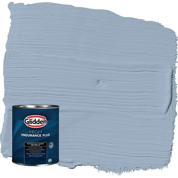 Glidden HEP Sterling Silver / Blue Satin Exterior Paint with Primer, 1 Quart