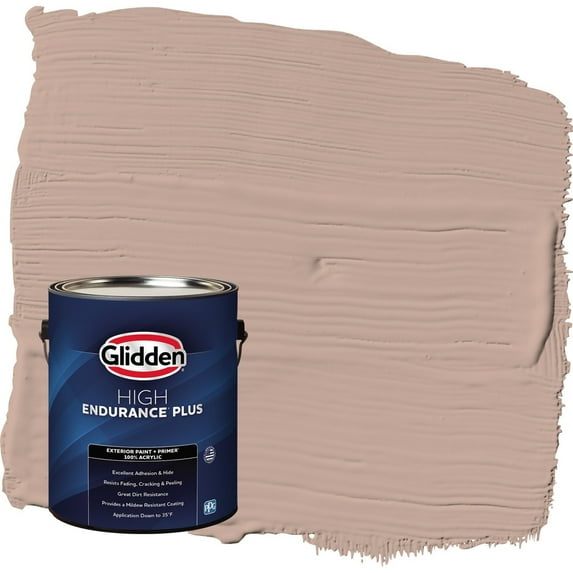 Glidden HEP Taupe Tapestry / Beige Flat Exterior Paint with Primer, 1 Gallon