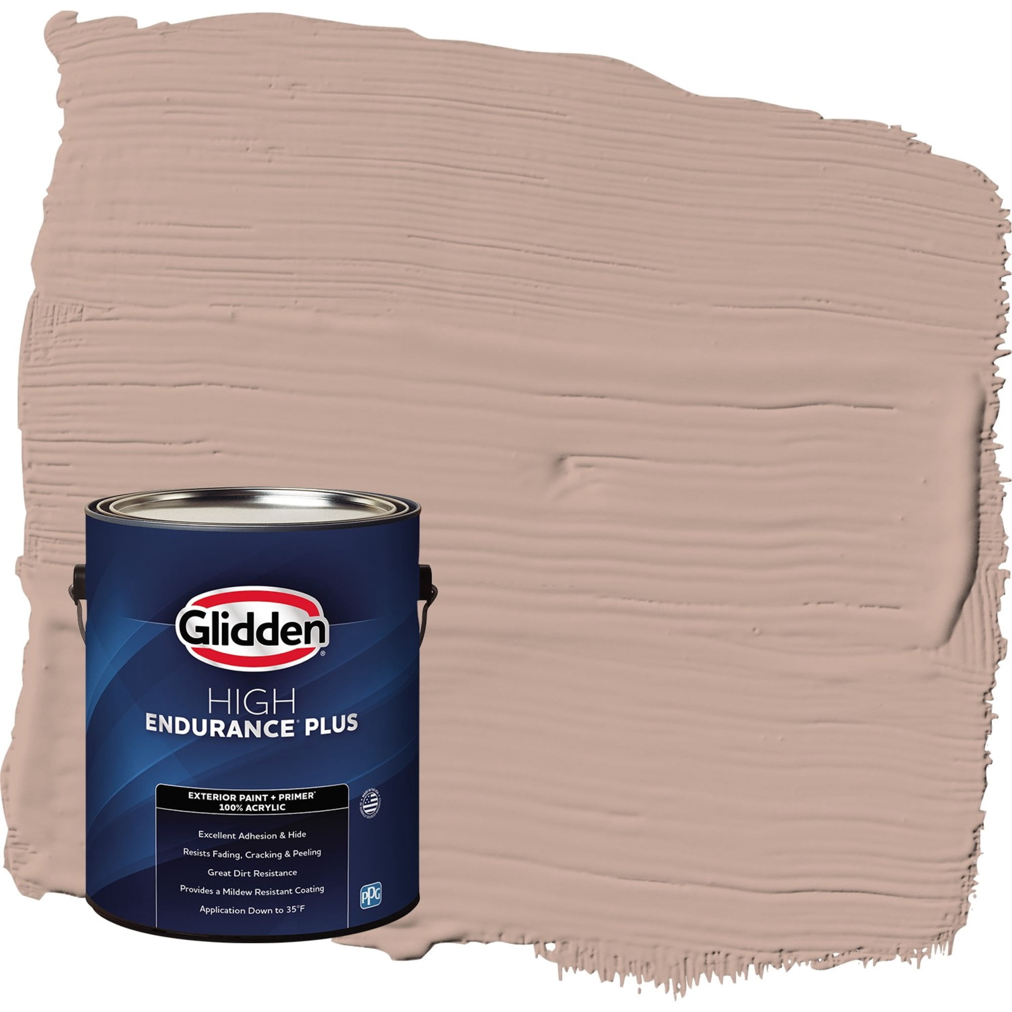 Glidden HEP Taupe Tapestry / Beige Satin Exterior Paint with Primer, 1 Gallon