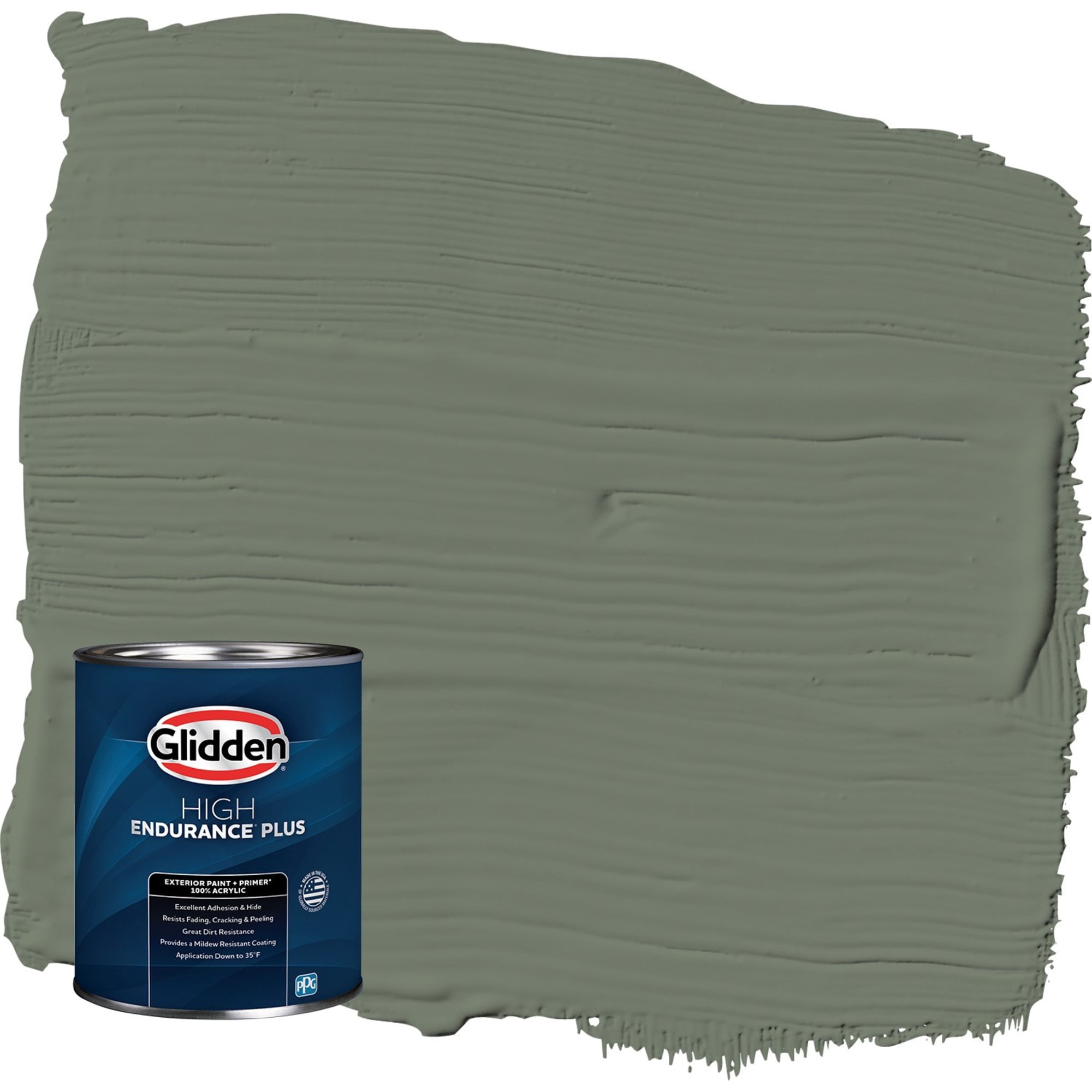 Glidden HEP Thyme Green / Green Satin Exterior Paint with Primer, 1 Quart