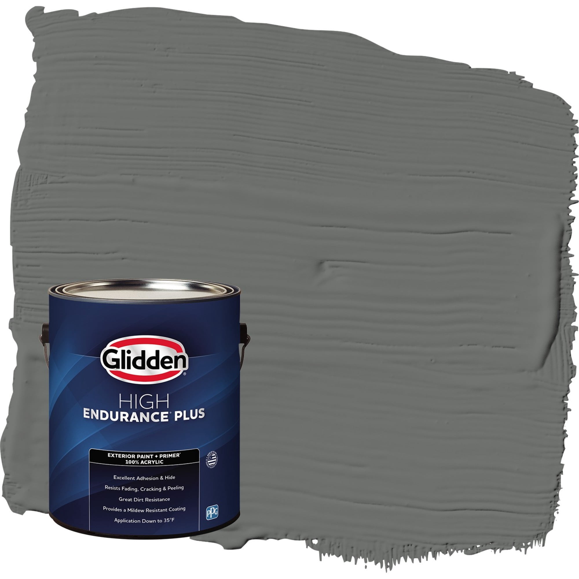 Glidden HEP Up in Smoke / Gray Satin Exterior Paint with Primer, 1 Gallon
