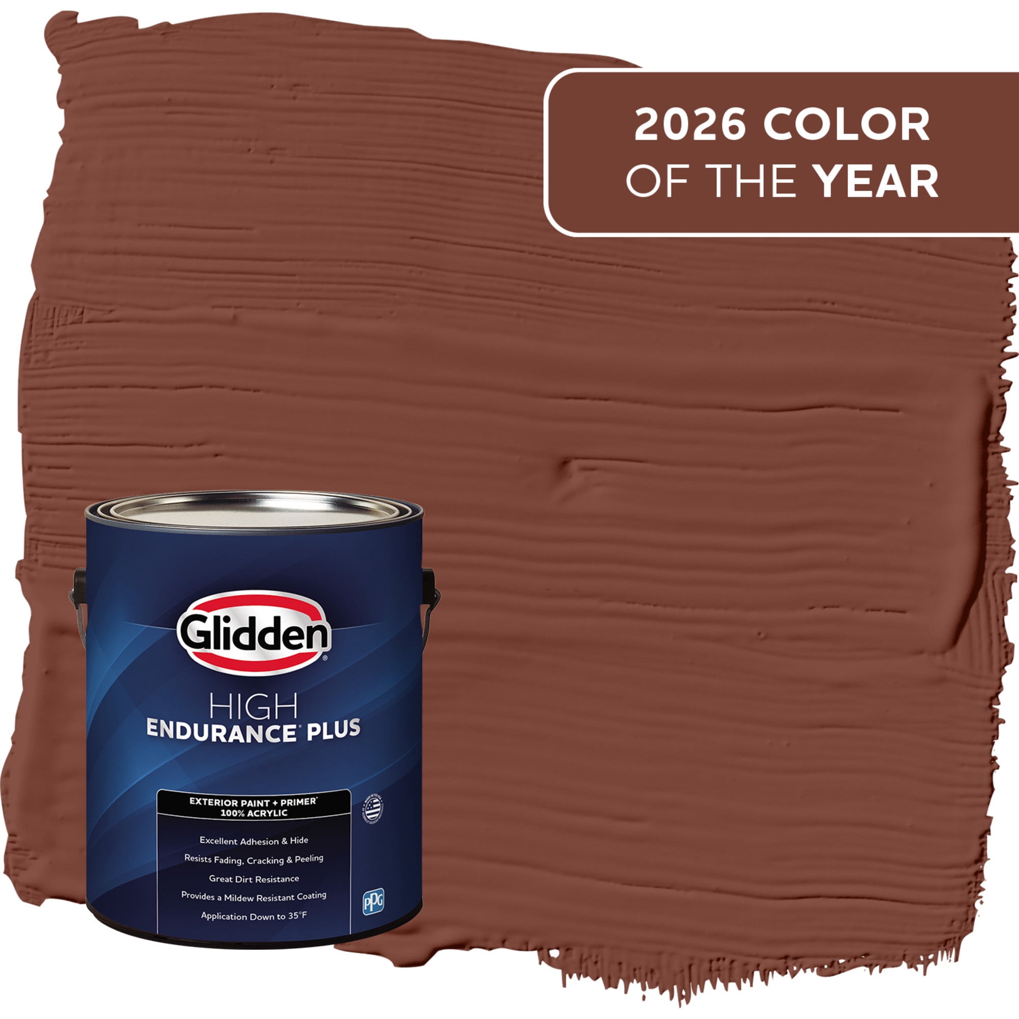 Glidden HEP Warm Mahogany / Red Semi-Gloss Exterior Paint with Primer, 1 Gallon