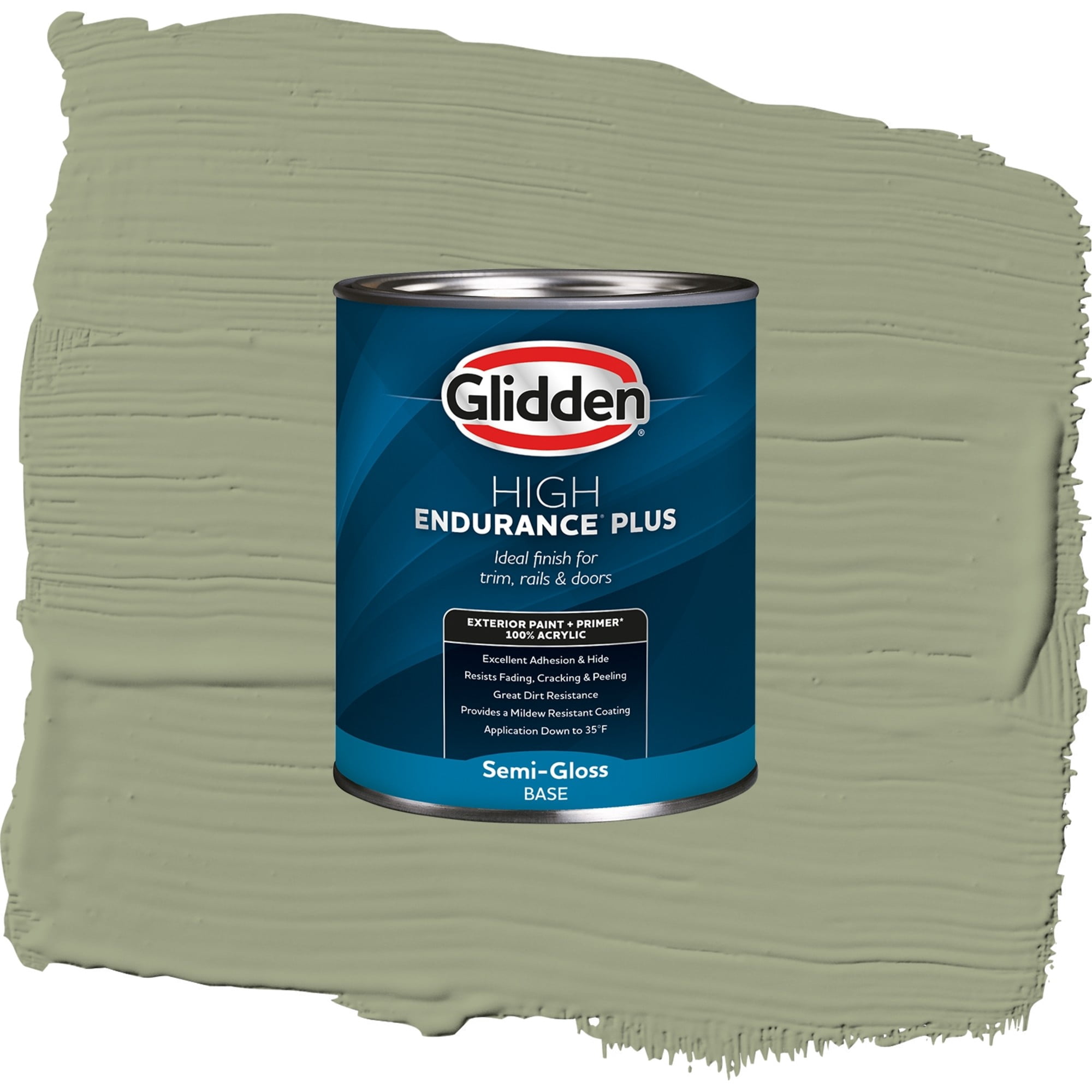 Glidden High Endurance Plus Zebra Grass Semi Gloss Exterior Paint and Primer, 1 Quart