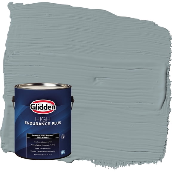 Glidden HEP After the Storm / Gray Flat Exterior Paint with Primer, 1 Gallon