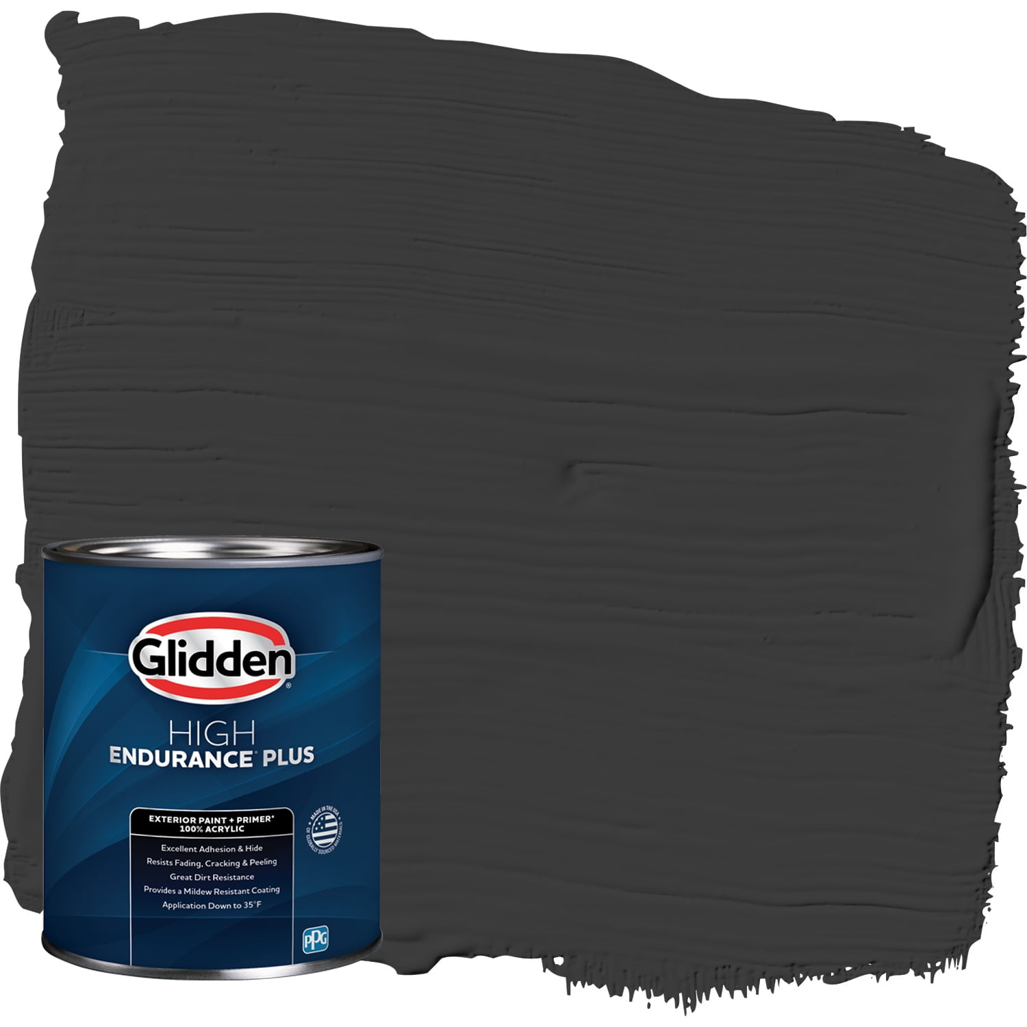 Glidden HEP Exterior Paint + Primer Flat, Onyx Black / Black, 1 Quart