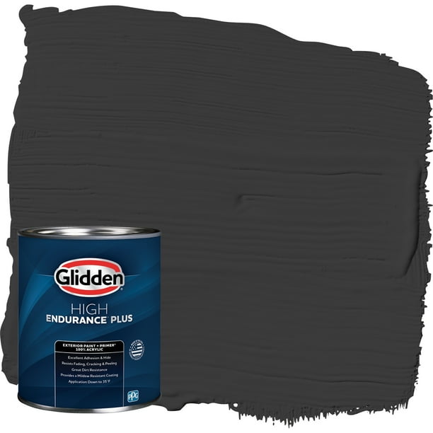 Glidden HEP Exterior Paint + Primer SemiGloss, Onyx Black / Black, 1