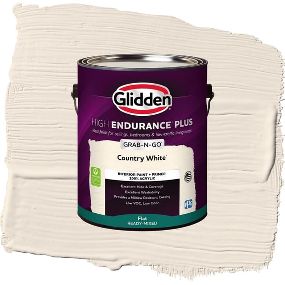 Glidden High Endurance Plus Country White Flat Interior Paint and Primer, 1 Gallon