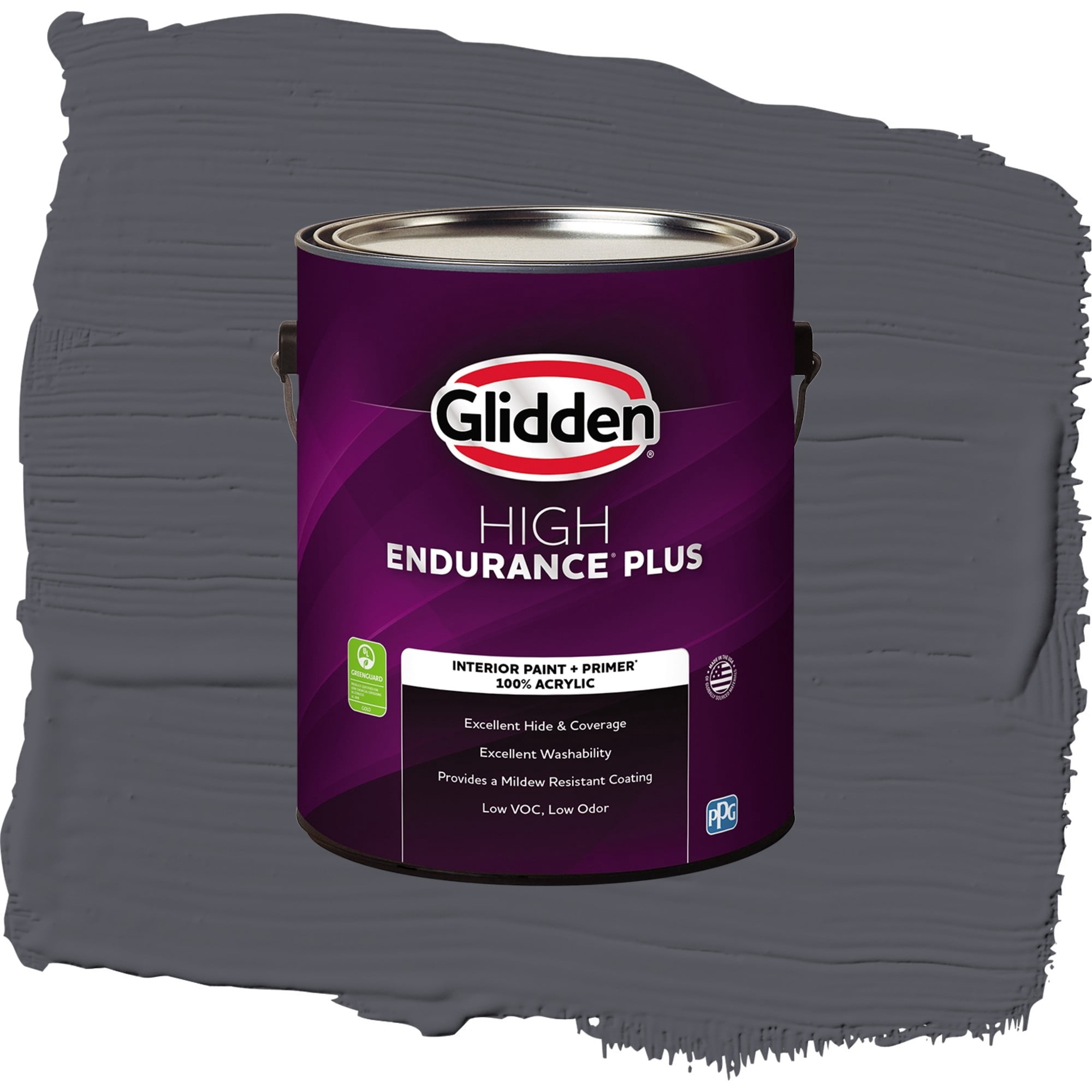 Glidden High Endurance Plus Gray Flannel Flat Interior Paint and Primer, 1 Gallon