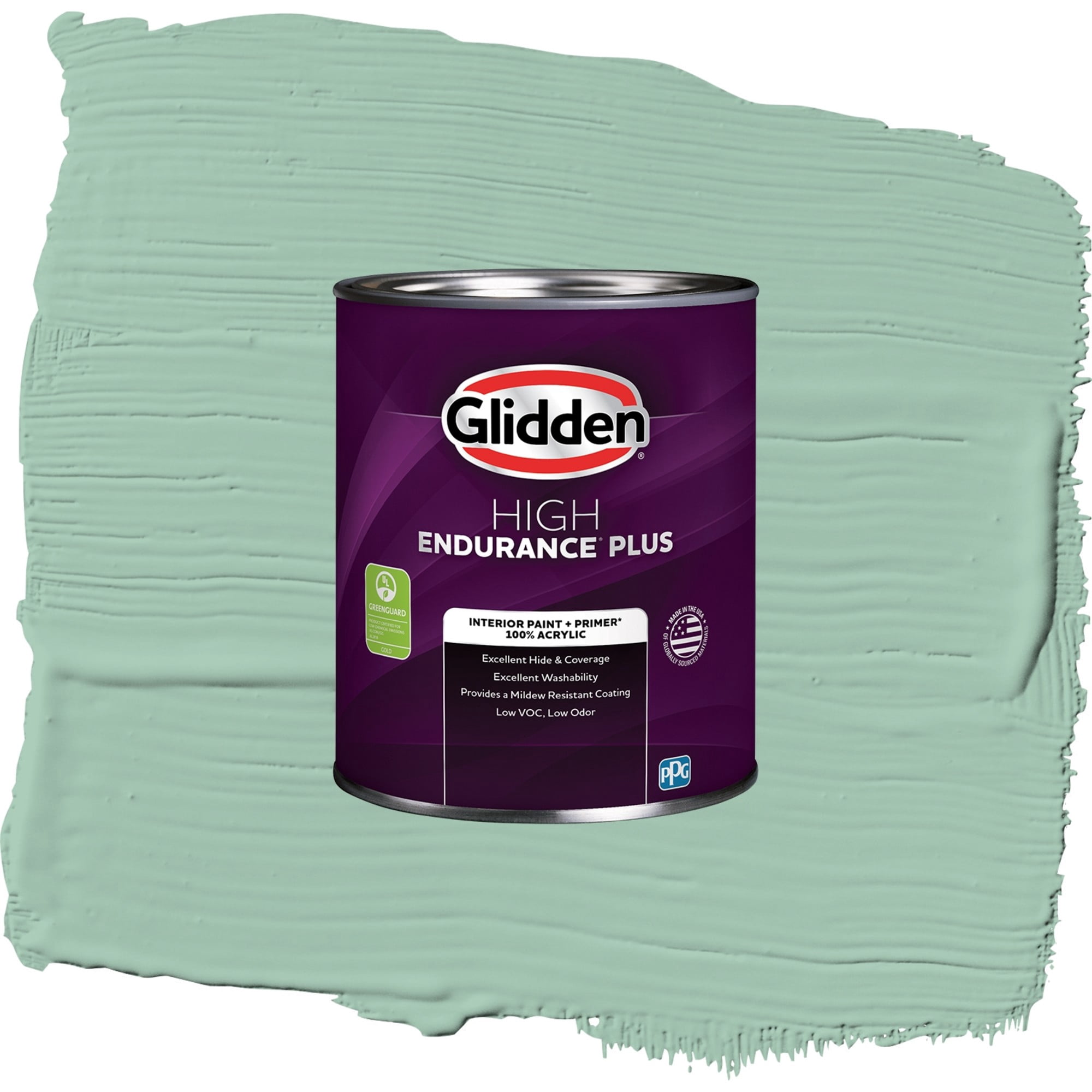Glidden High Endurance Plus Green Silk Flat Interior Paint and Primer, 1 Quart