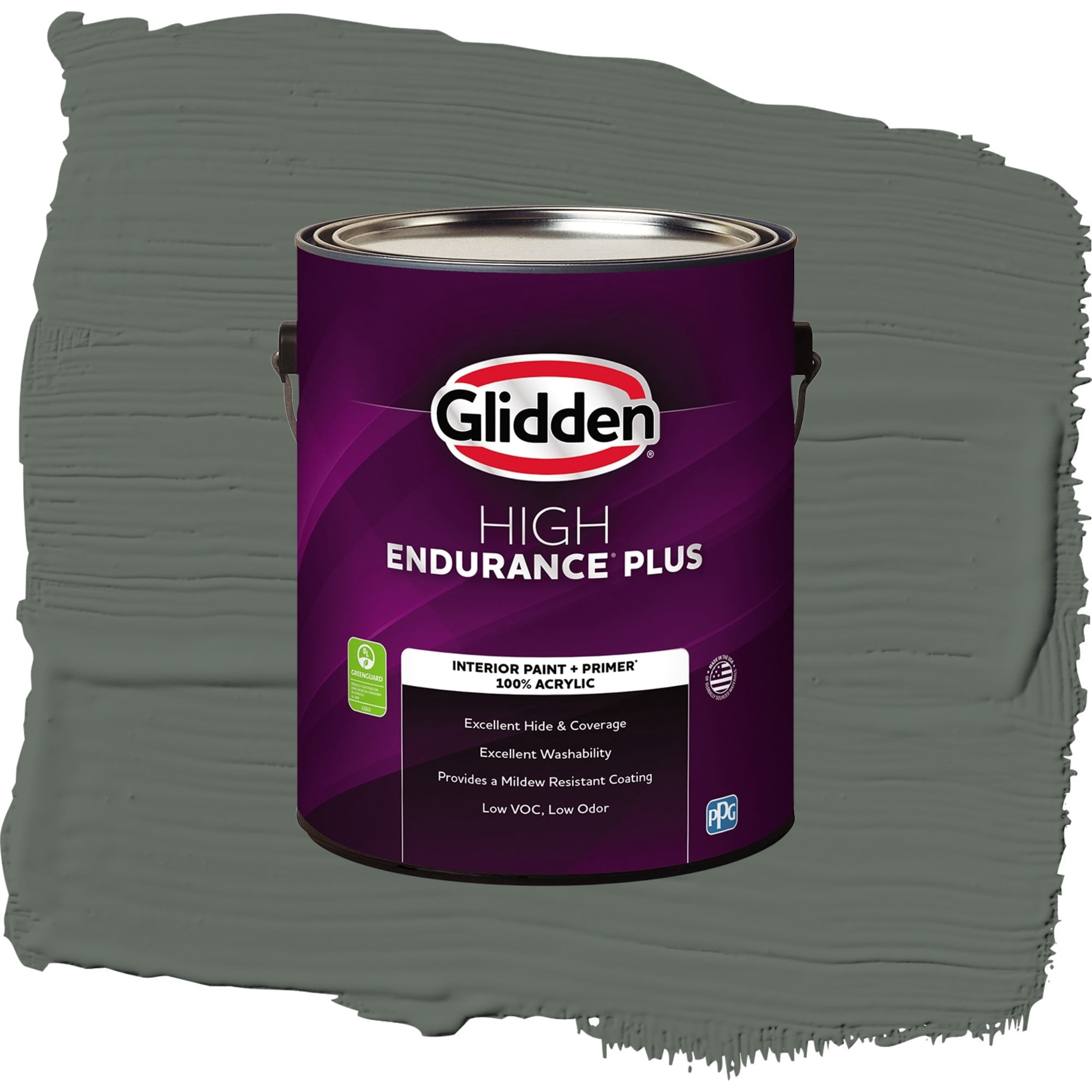 Glidden High Endurance Plus Gunmetal Gray Flat Interior Paint and Primer, 1 Gallon