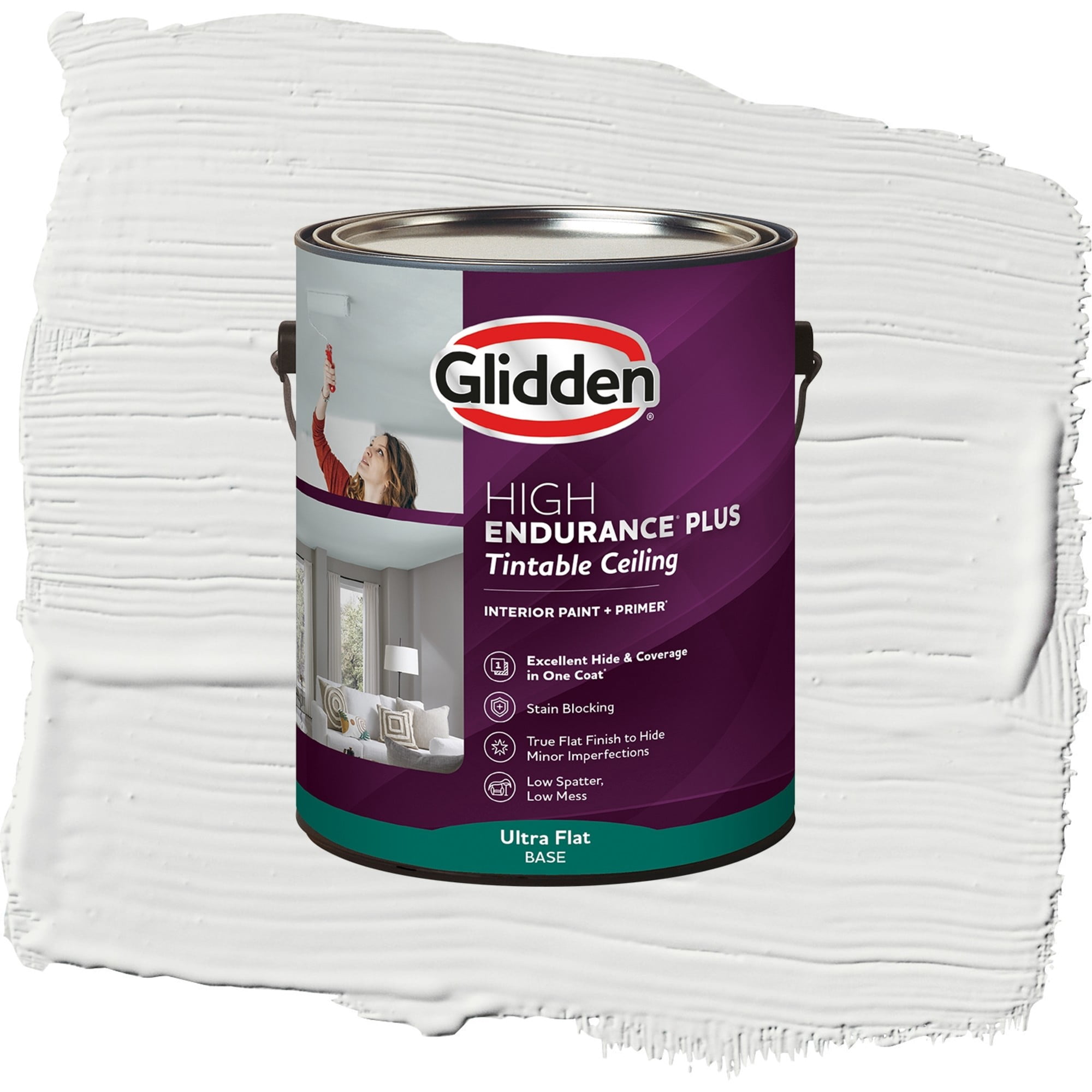 Glidden High Endurance Plus Delicate White Ultra Flat Interior Ceiling Paint and Primer, 1 Gallon