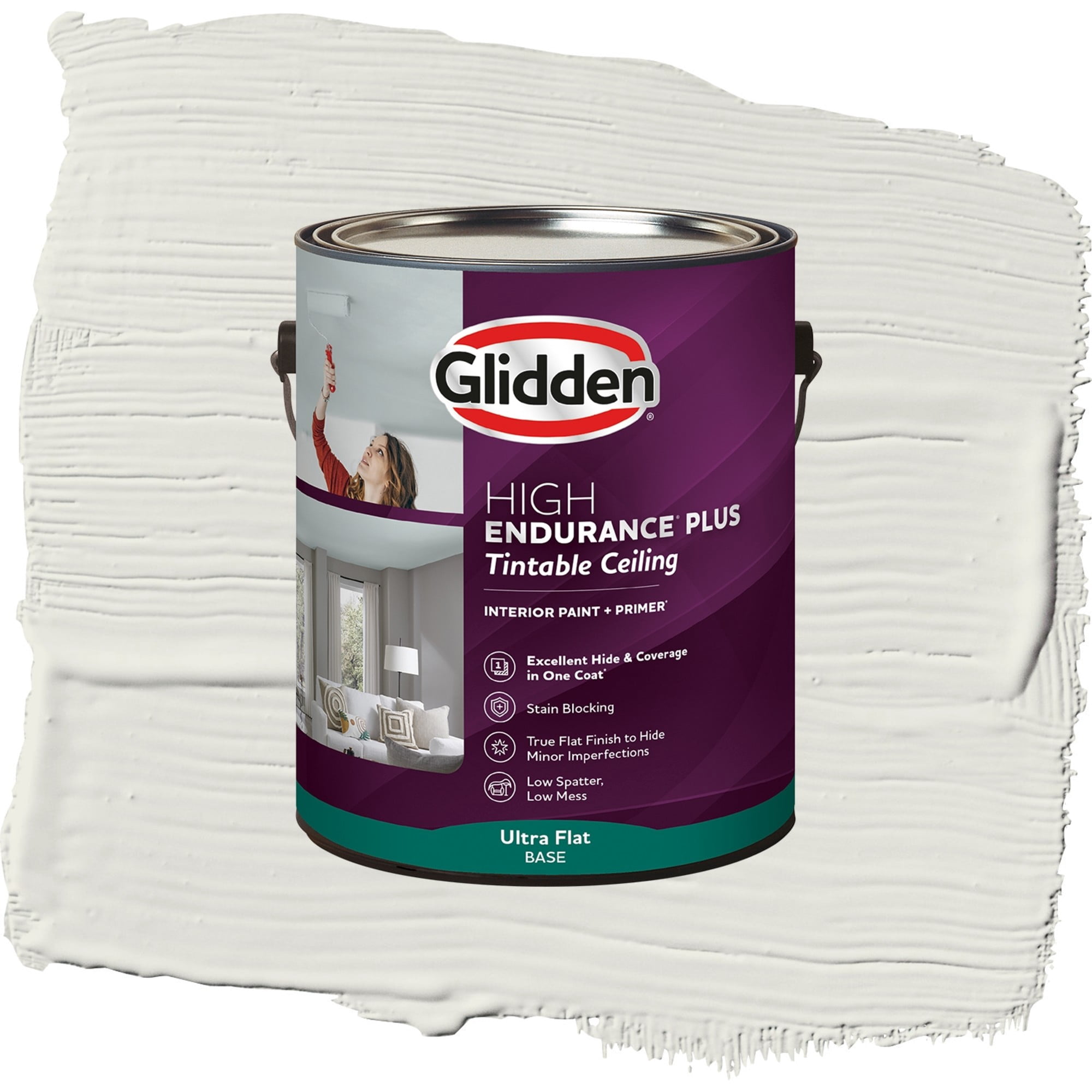 Glidden High Endurance Plus Gypsum Ultra Flat Interior Ceiling Paint and Primer, 1 Gallon