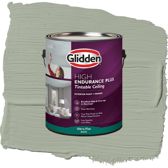 Glidden High Endurance Plus Light Sage Ultra Flat Interior Ceiling Paint and Primer, 1 Gallon