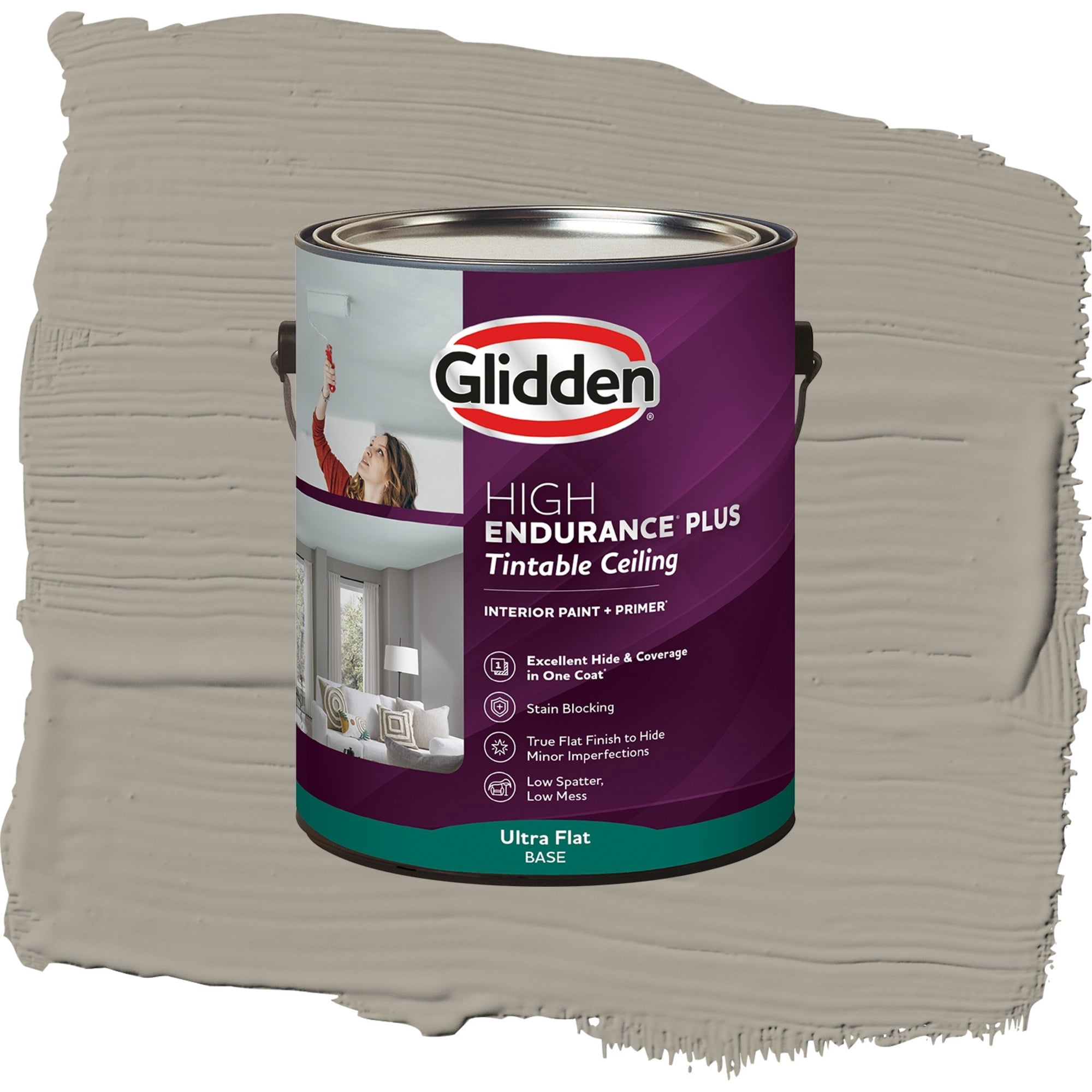 Glidden High Endurance Plus Sharkskin Ultra Flat Interior Ceiling Paint and Primer, 1 Gallon