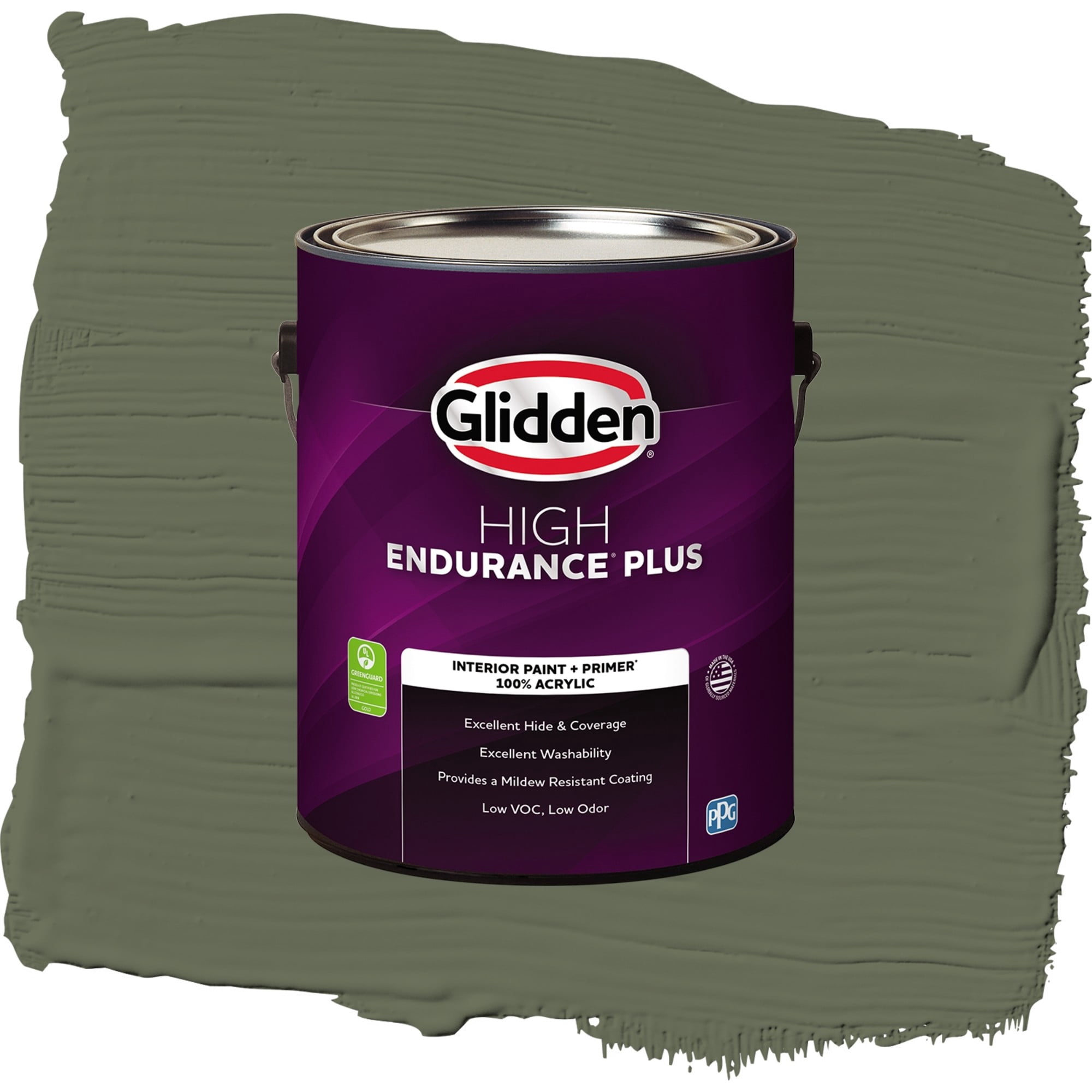 Glidden High Endurance Plus All About Olive Semi Gloss Interior Paint and Primer, 1 Gallon