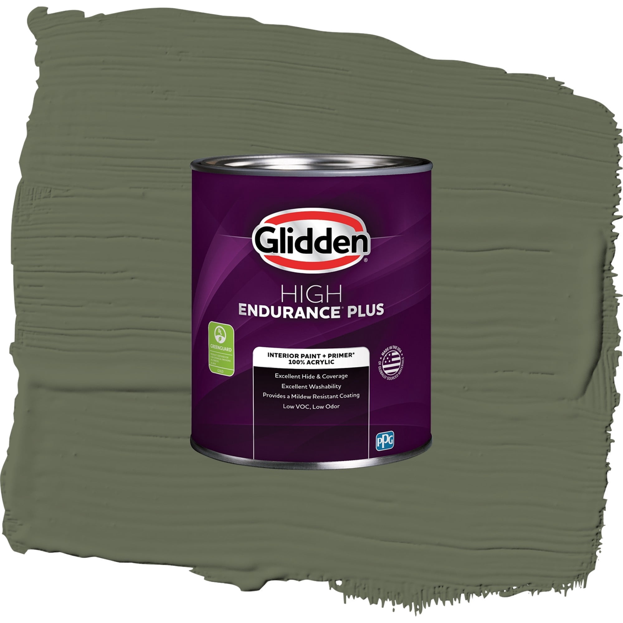Glidden HEP All About Olive / Green, Semi-Gloss Interior Paint with Primer, 1 Quart