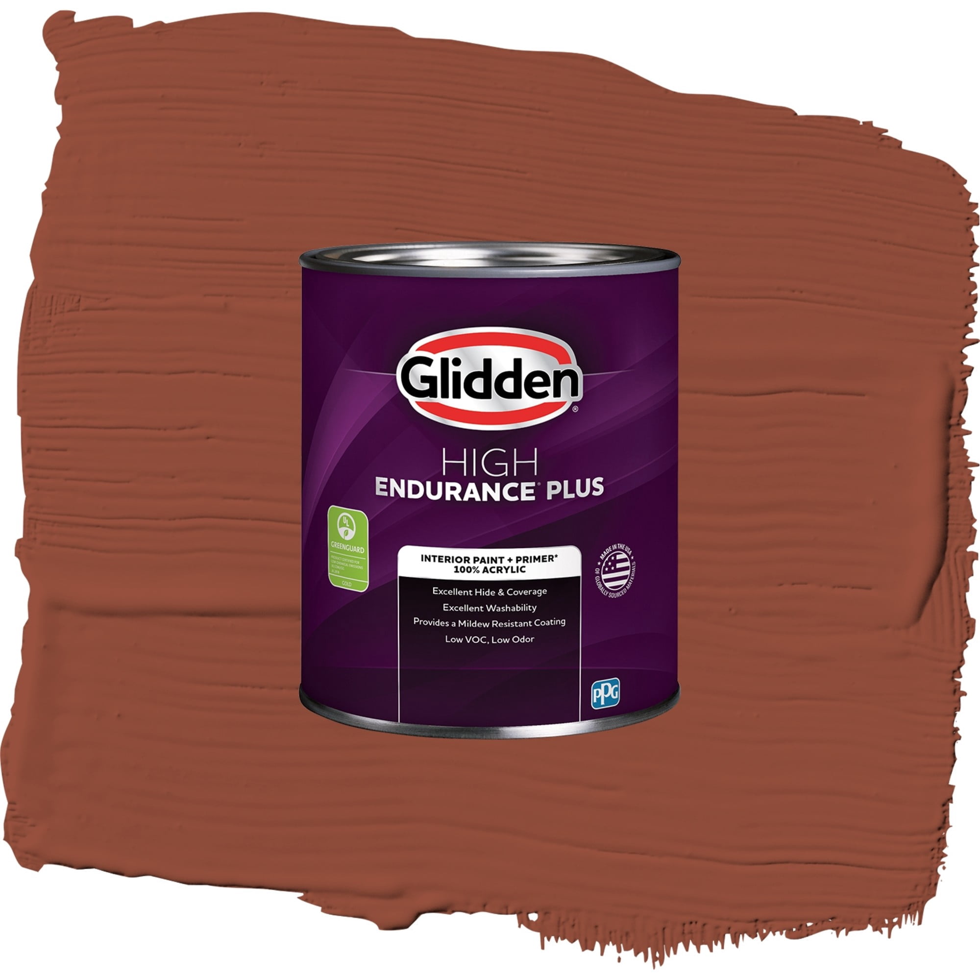 Glidden HEP Burled Redwood / Brown, Flat Interior Paint with Primer, 1 Quart