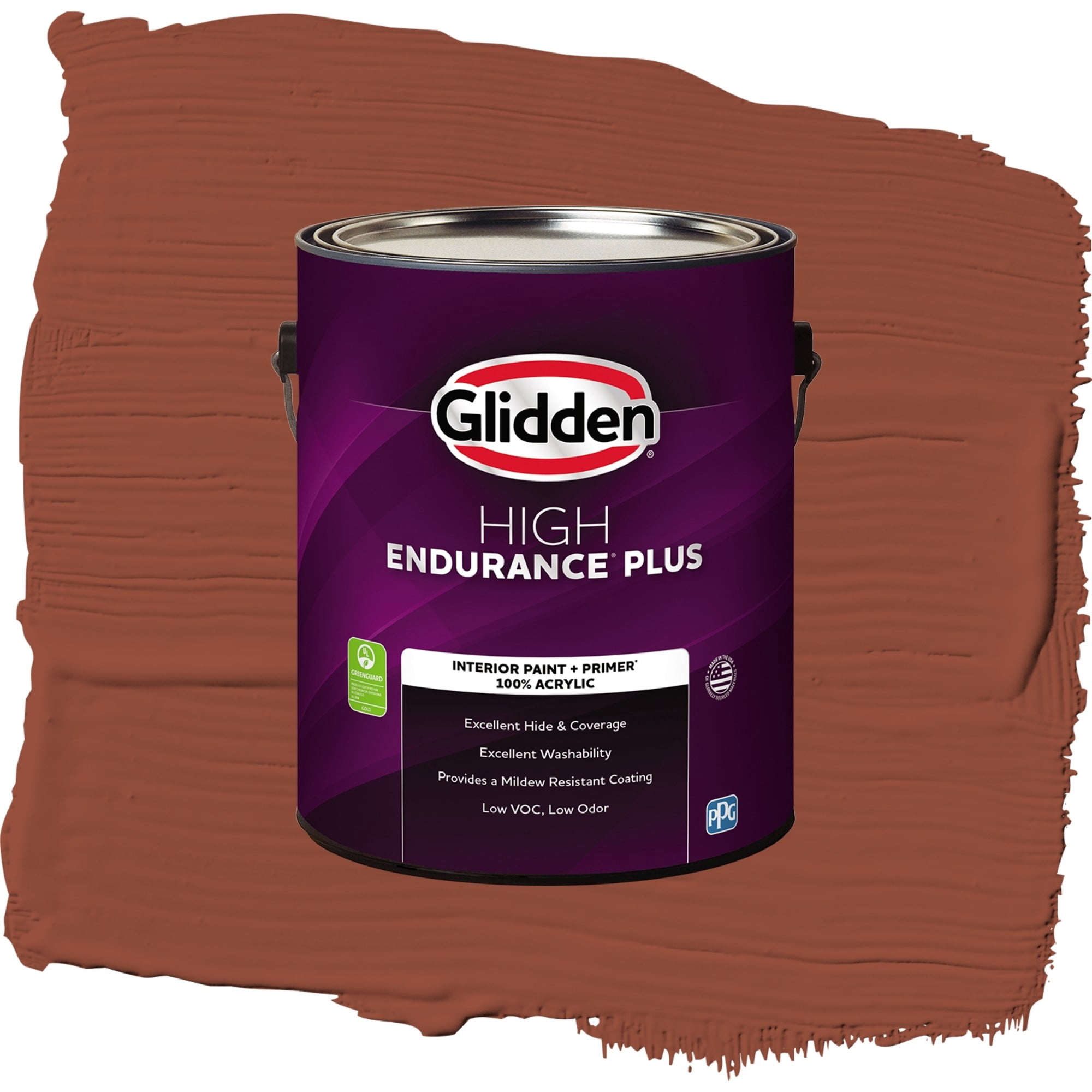 Glidden HEP Burled Redwood / Brown, Semi-Gloss Interior Paint with Primer, 1 Gallon
