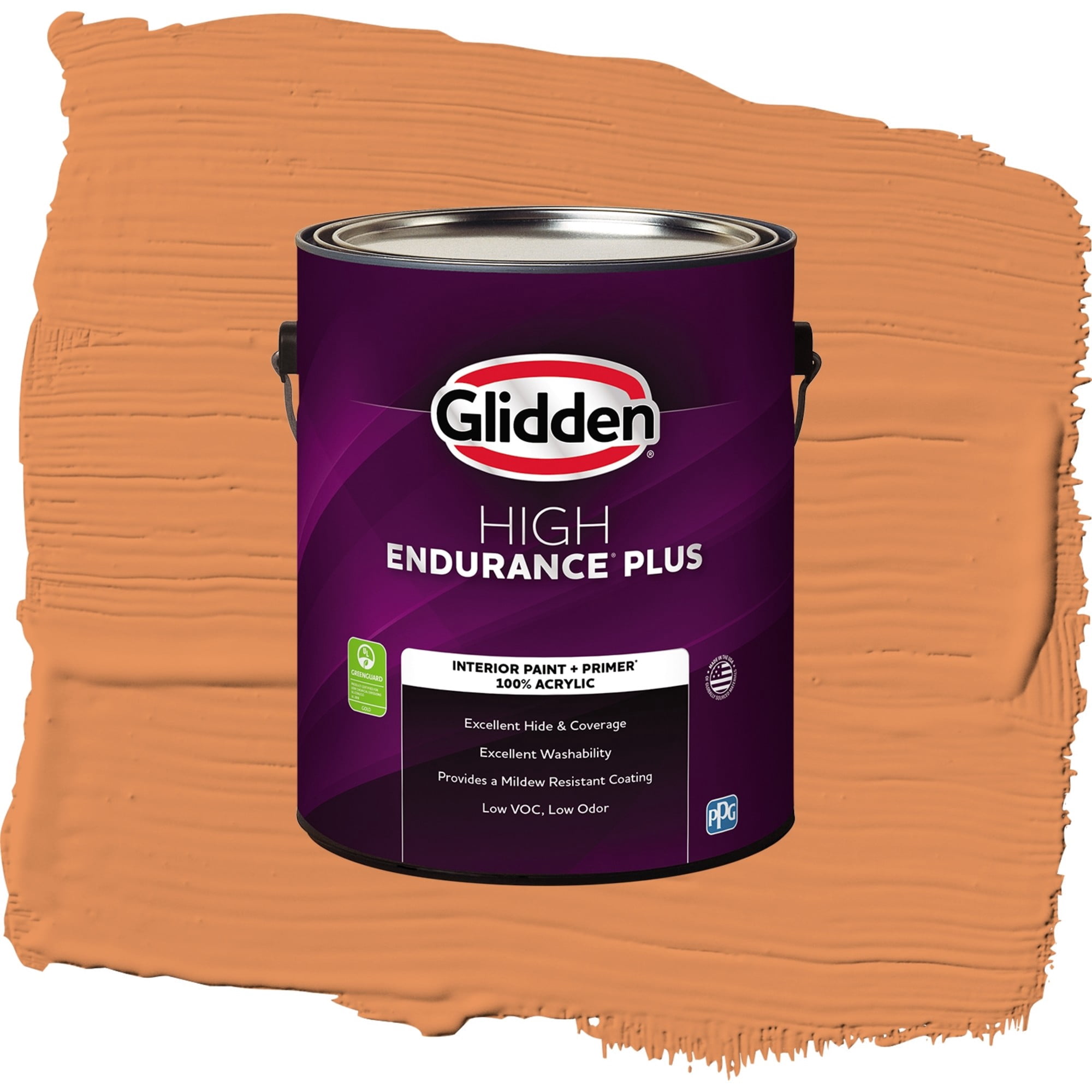 Glidden High Endurance Plus Carrot Cake Flat Interior Paint and Primer, 1 Gallon
