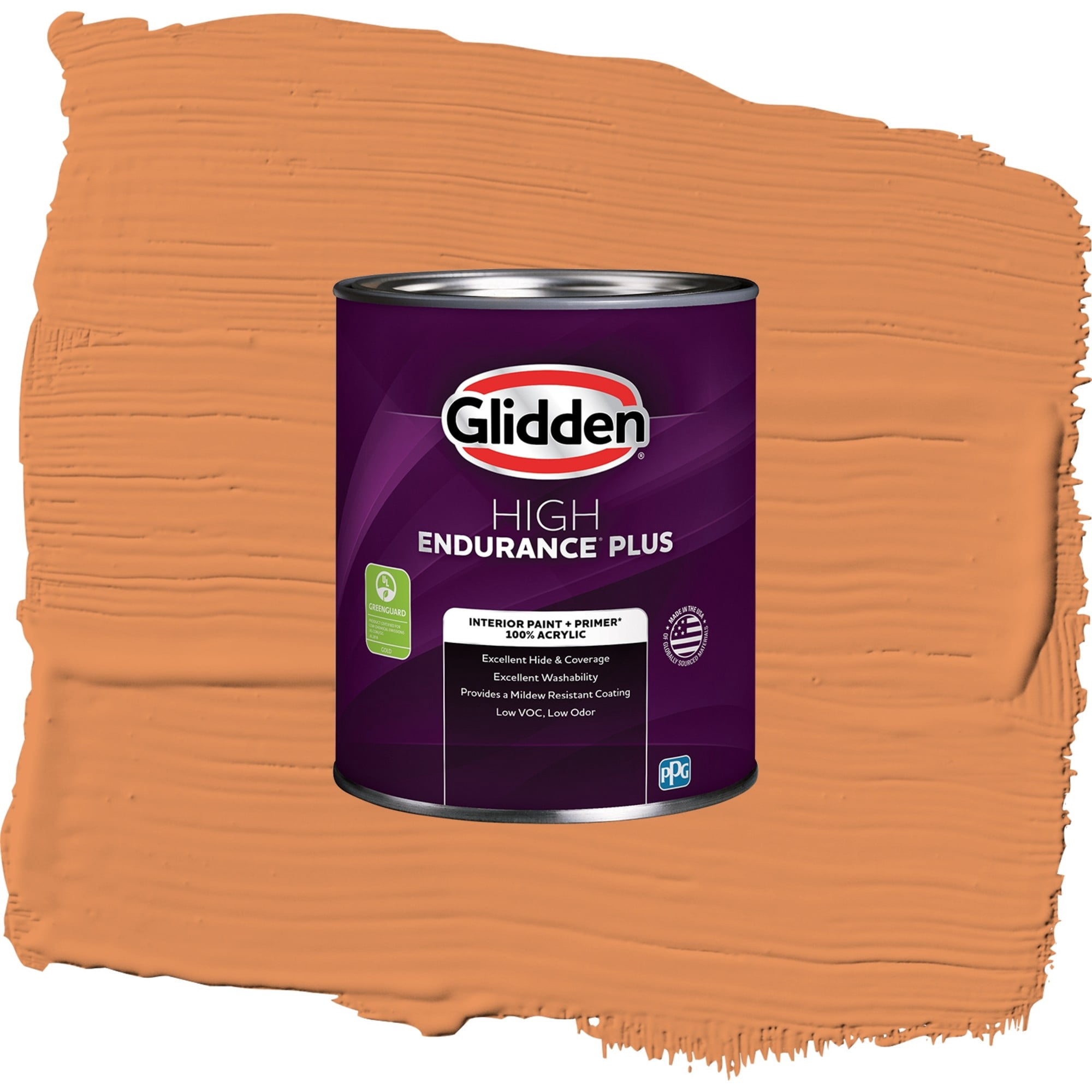Glidden High Endurance Plus Carrot Cake Flat Interior Paint and Primer, 1 Quart