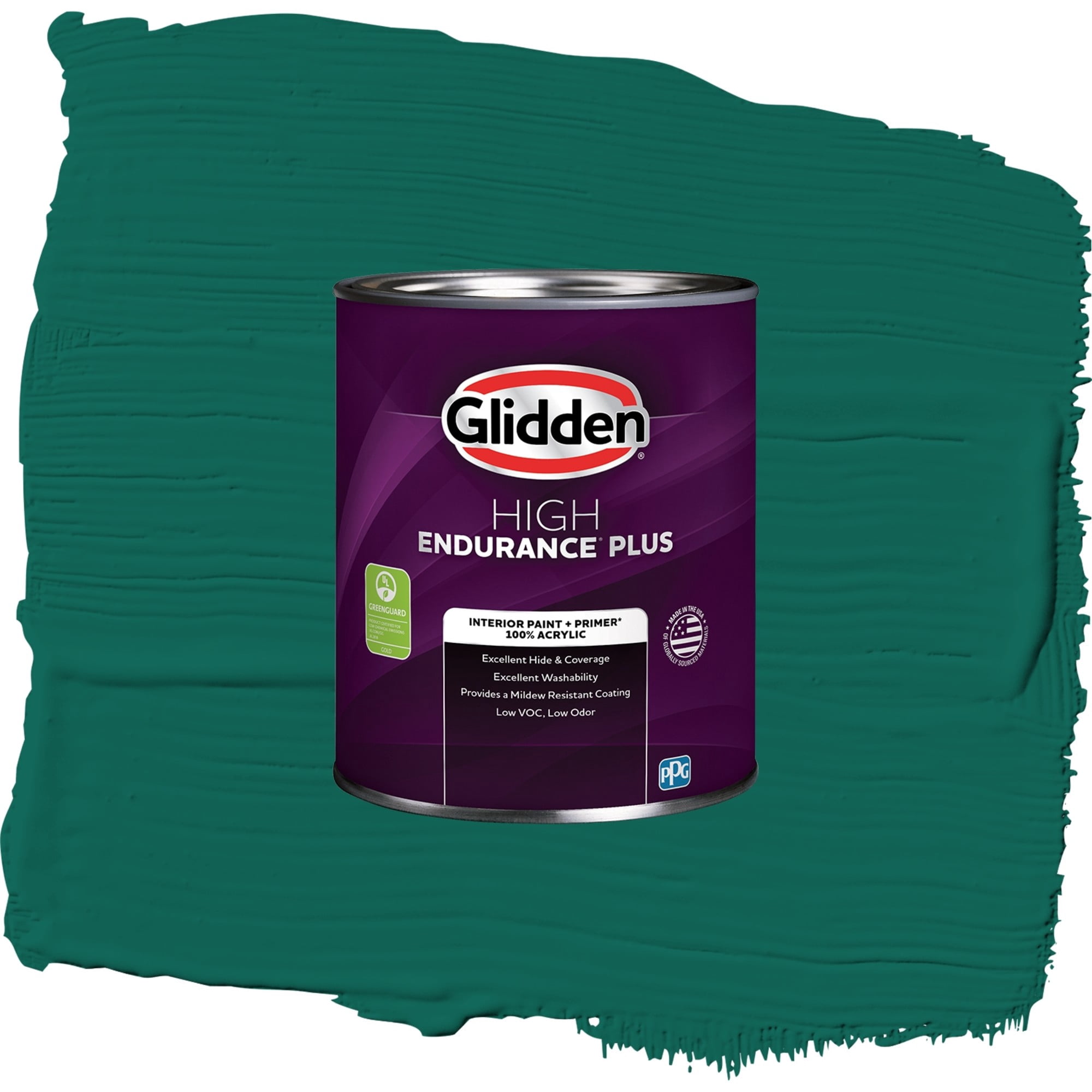 Glidden HEP Deep Veridian / Green, Flat Interior Paint with Primer, 1 Quart