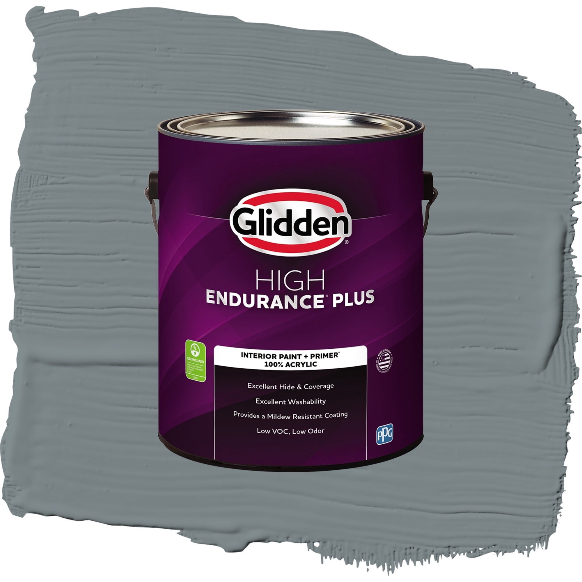 Glidden HEP Garrison Gray / Grey, Semi-Gloss Interior Paint with Primer, 1 Gallon