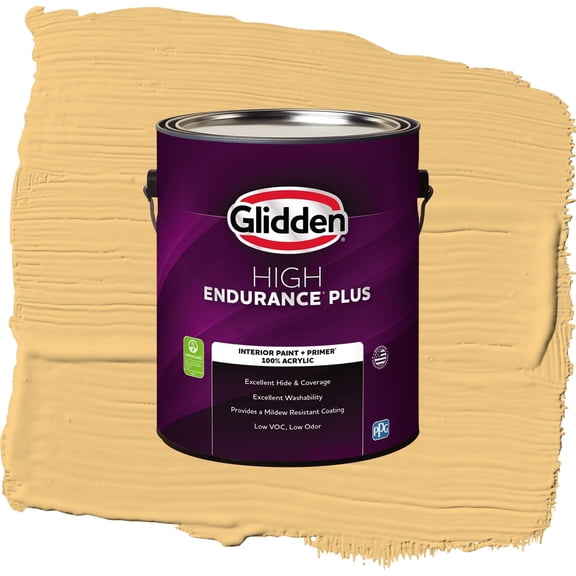 Glidden HEP Gold Buff / Yellow, Semi-Gloss Interior Paint with Primer, 1 Gallon