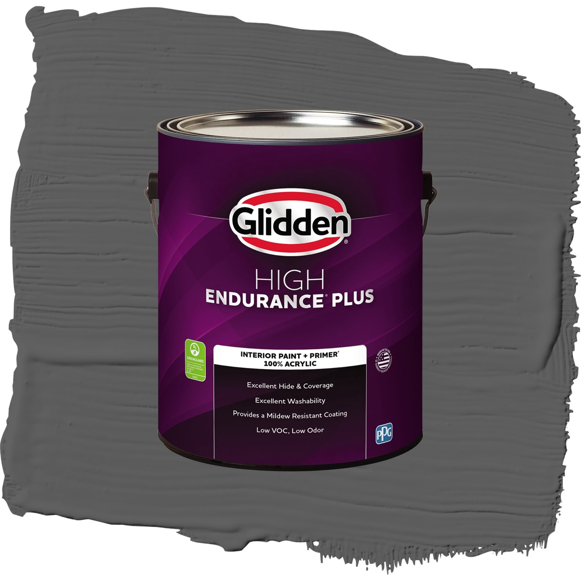 Glidden HEP Knight's Armor / Gray, Flat Interior Paint with Primer, 1 Gallon