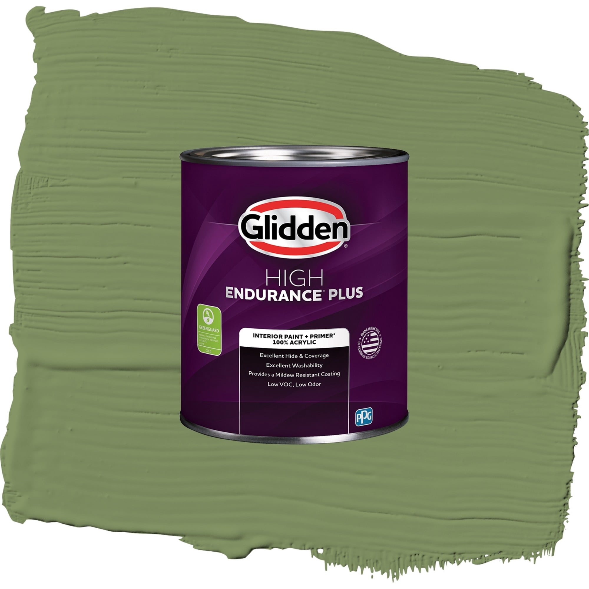 Glidden HEP Moss Point Green / Green, Semi-Gloss Interior Paint with Primer, 1 Quart