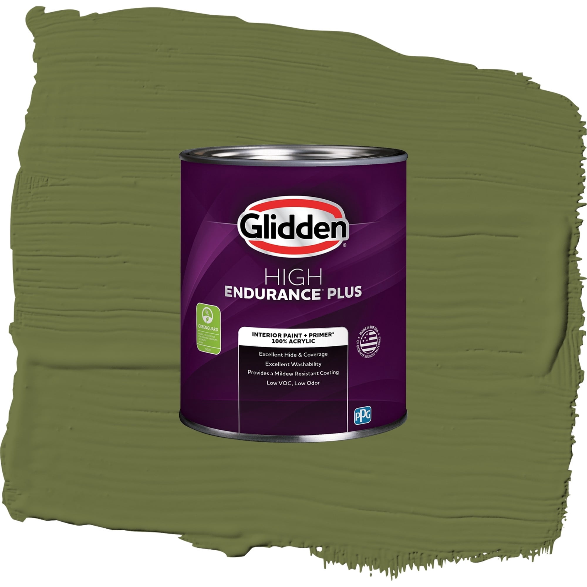 Glidden HEP Oakmoss / Green, Eggshell Interior Paint with Primer, 1 Quart