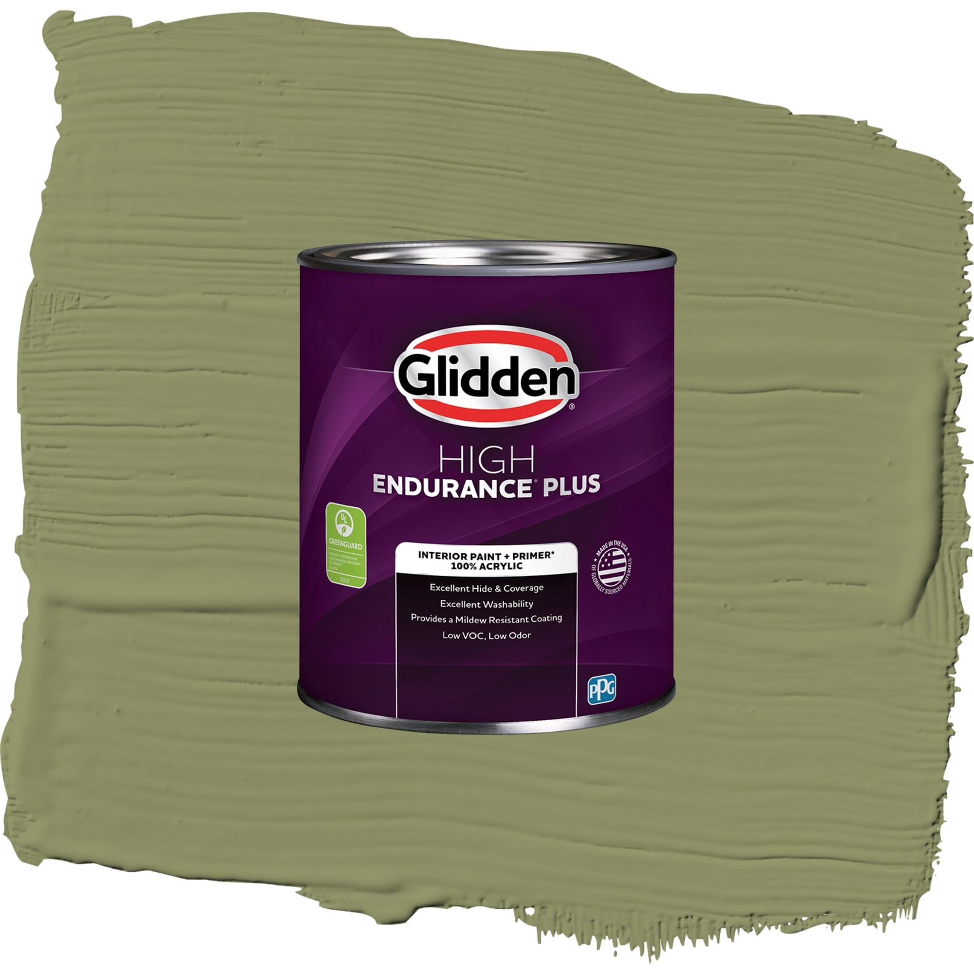 Glidden HEP Paid in Full / Green, Flat Interior Paint with Primer, 1 Quart