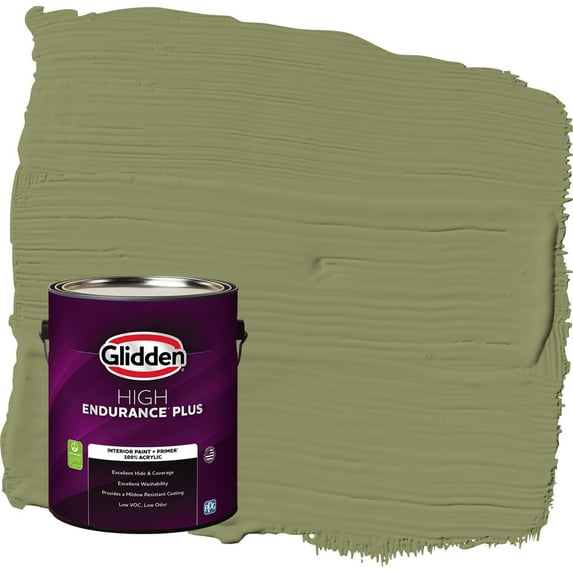 Glidden HEP Paid in Full / Green Semi-Gloss Interior Paint with Primer, 1 Gallon