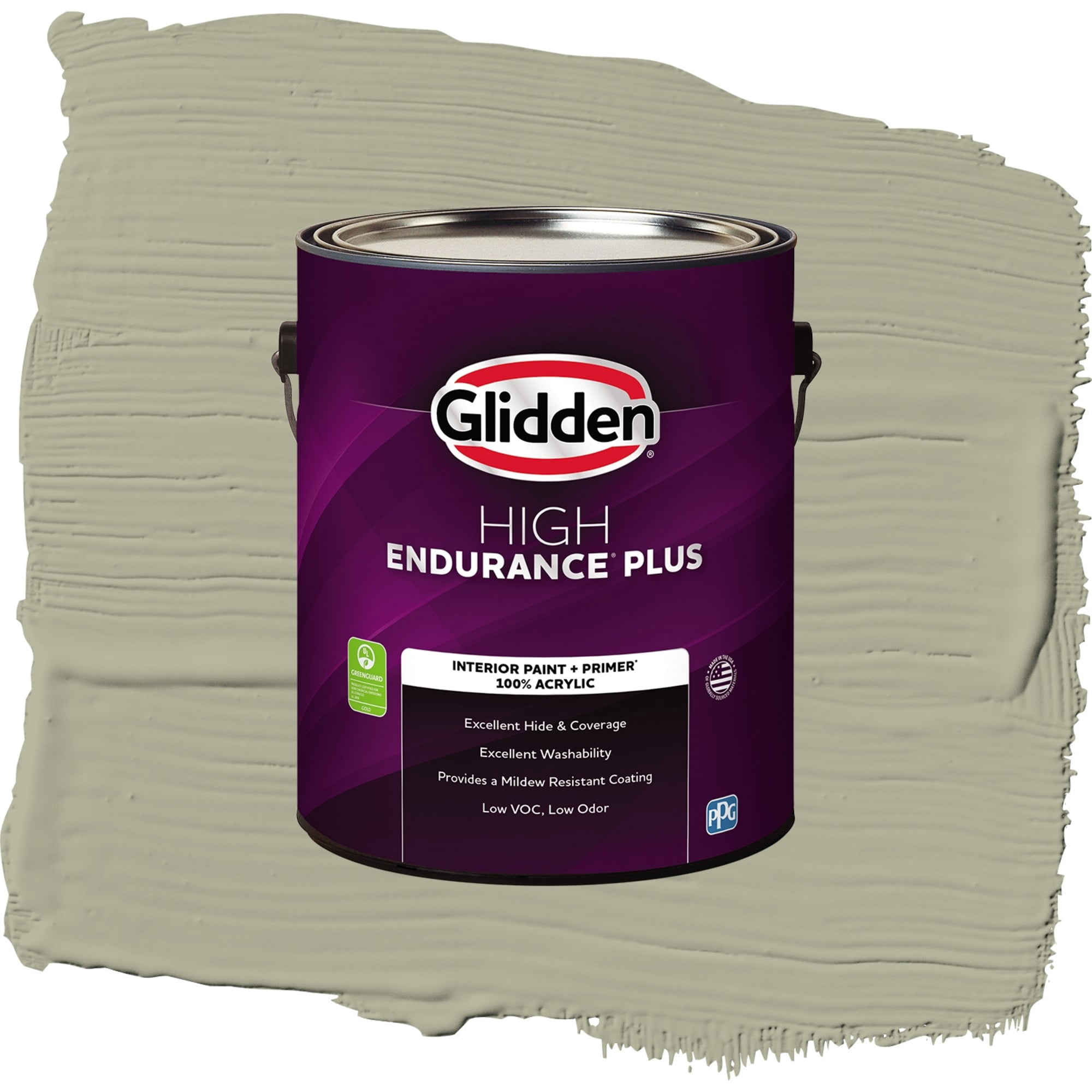 Glidden HEP Photo Gray / Green, Semi-Gloss Interior Paint with Primer, 1 Gallon