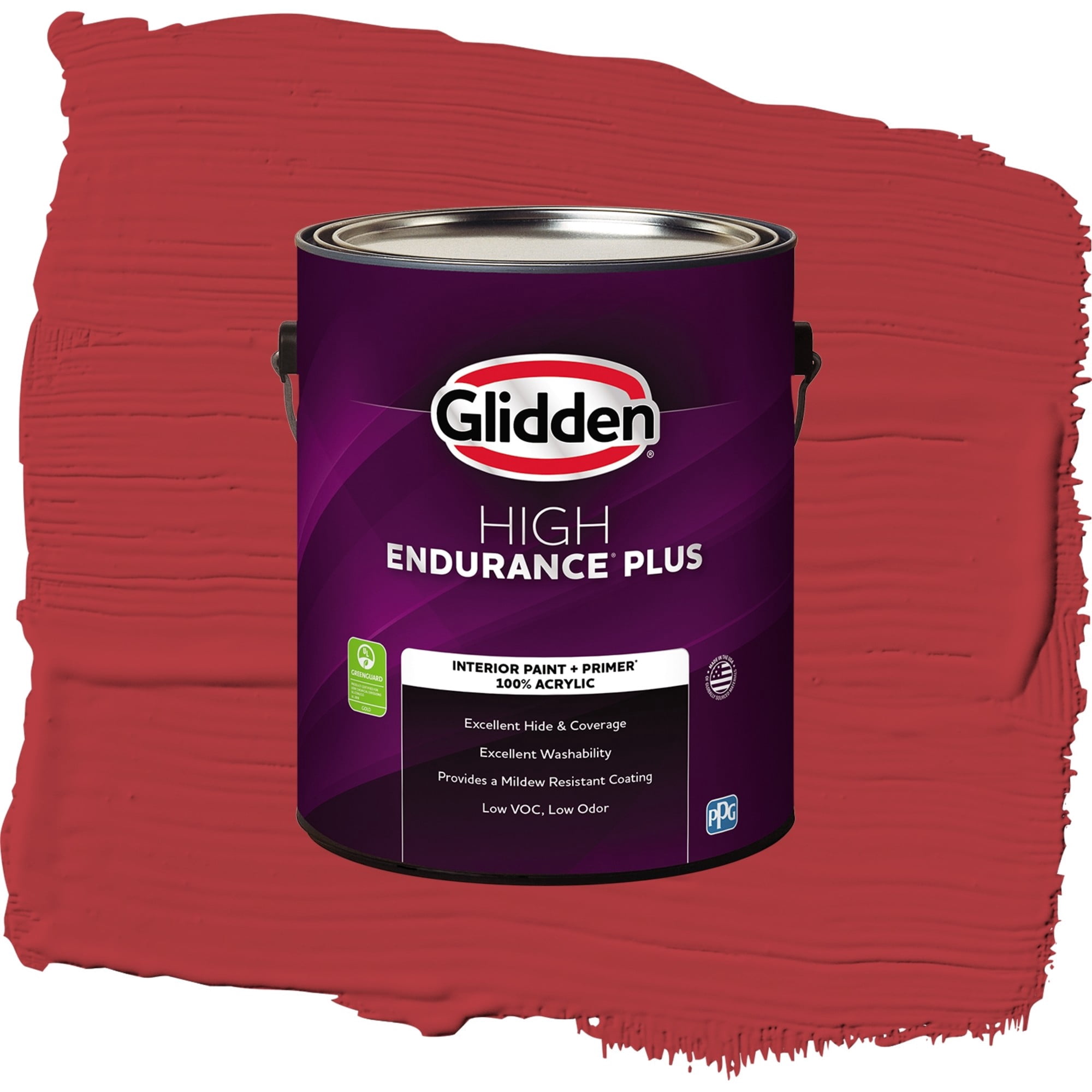 Glidden High Endurance Plus Red Gumball Flat Interior Paint and Primer, 1 Gallon