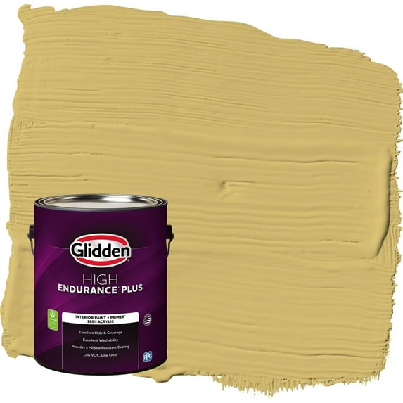 Glidden HEP Spicy Mustard / Yellow Eggshell Interior Paint with Primer, 1 Gallon