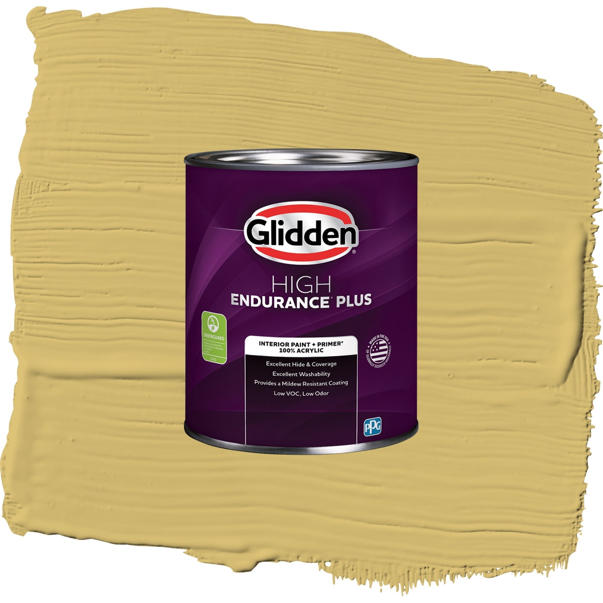 Glidden HEP Spicy Mustard / Yellow, Flat Interior Paint with Primer, 1 Quart