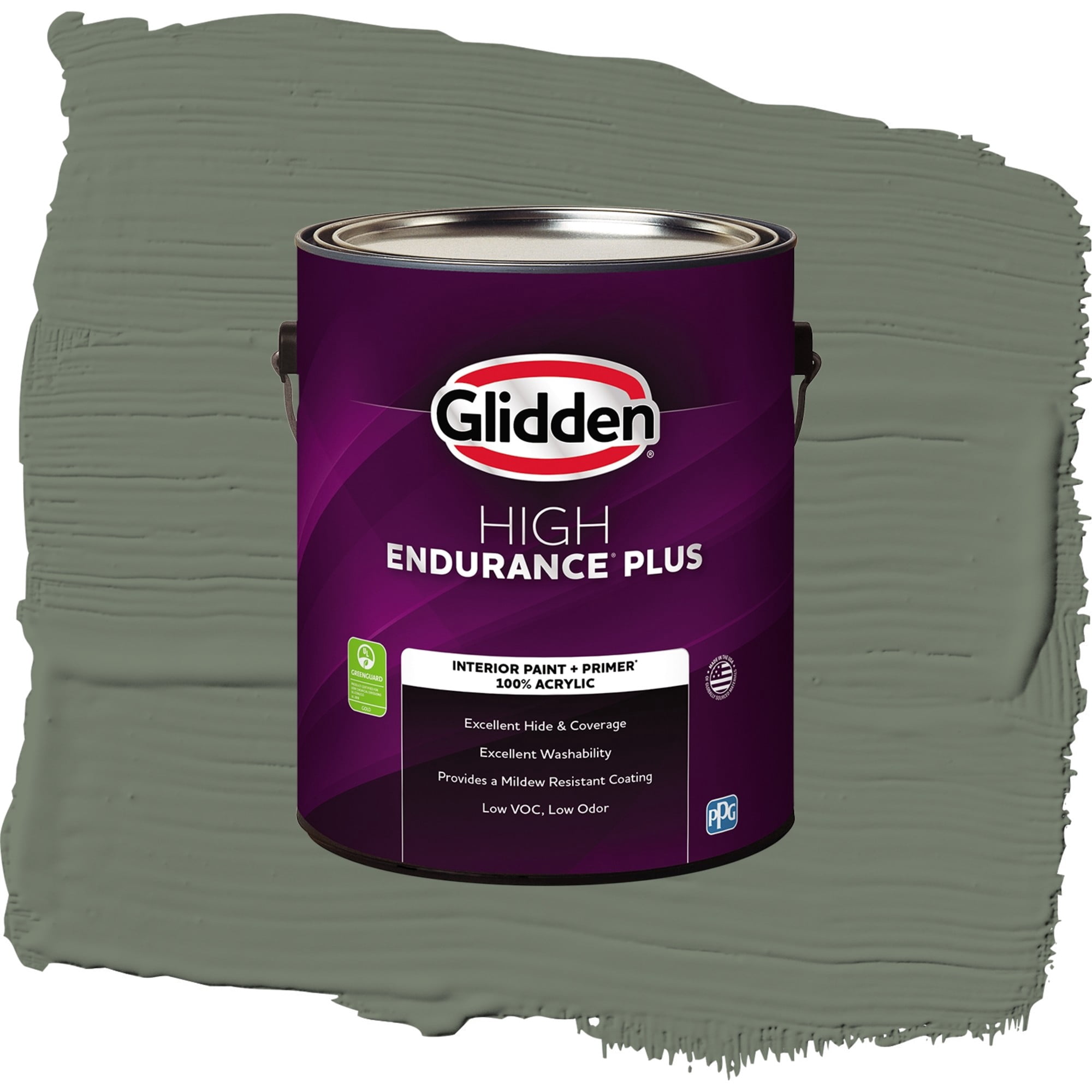 Glidden HEP Thyme Green / Green, Flat Interior Paint with Primer, 1 Gallon