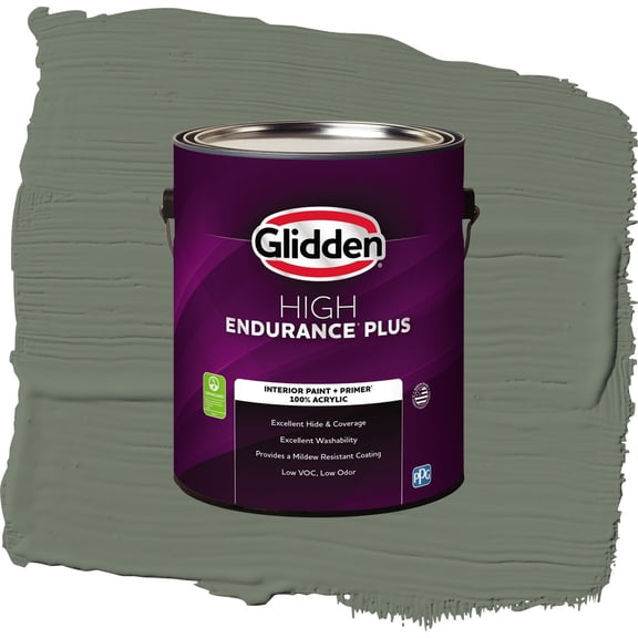 Glidden HEP Thyme Green / Green, Semi-Gloss Interior Paint with Primer, 1 Gallon