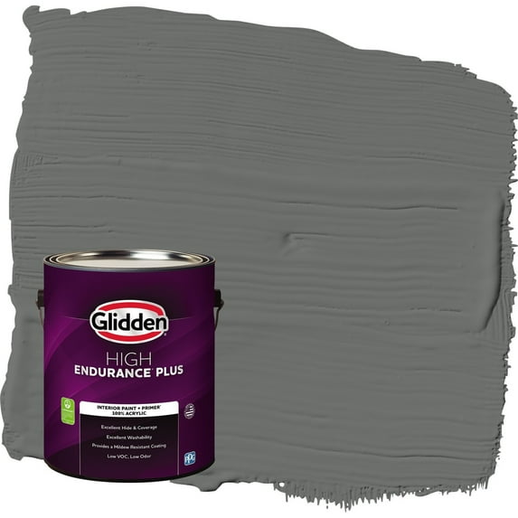 Glidden HEP Up in Smoke / Gray Flat Interior Paint with Primer, 1 Gallon