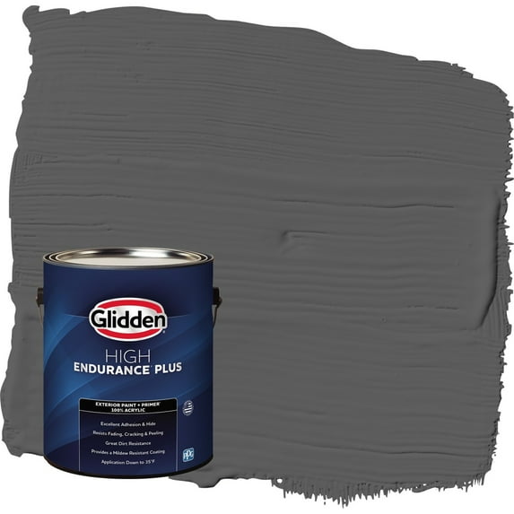 Glidden HEP Knight's Armor / Gray Satin Exterior Paint with Primer, 1 Gallon