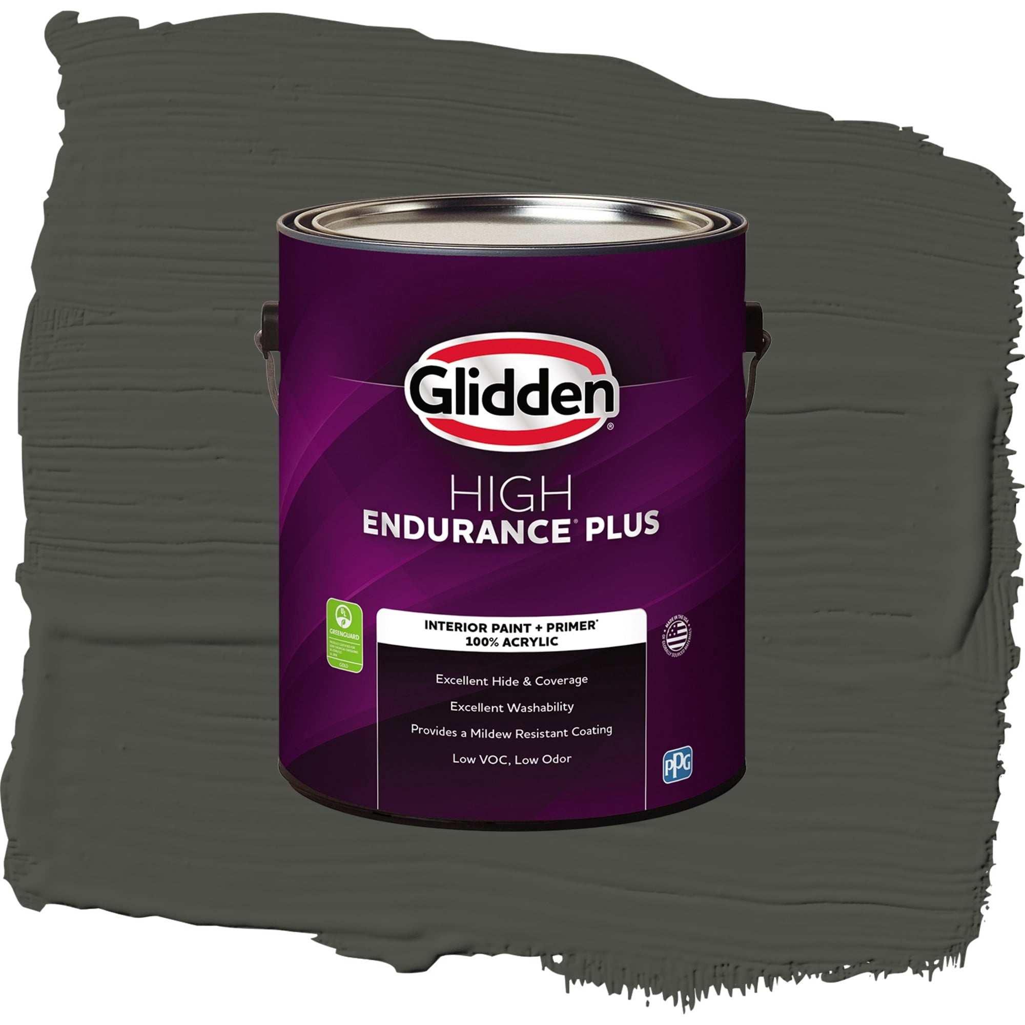 Glidden High Endurance Plus Licorice Flat Interior Paint and Primer, 1 Gallon