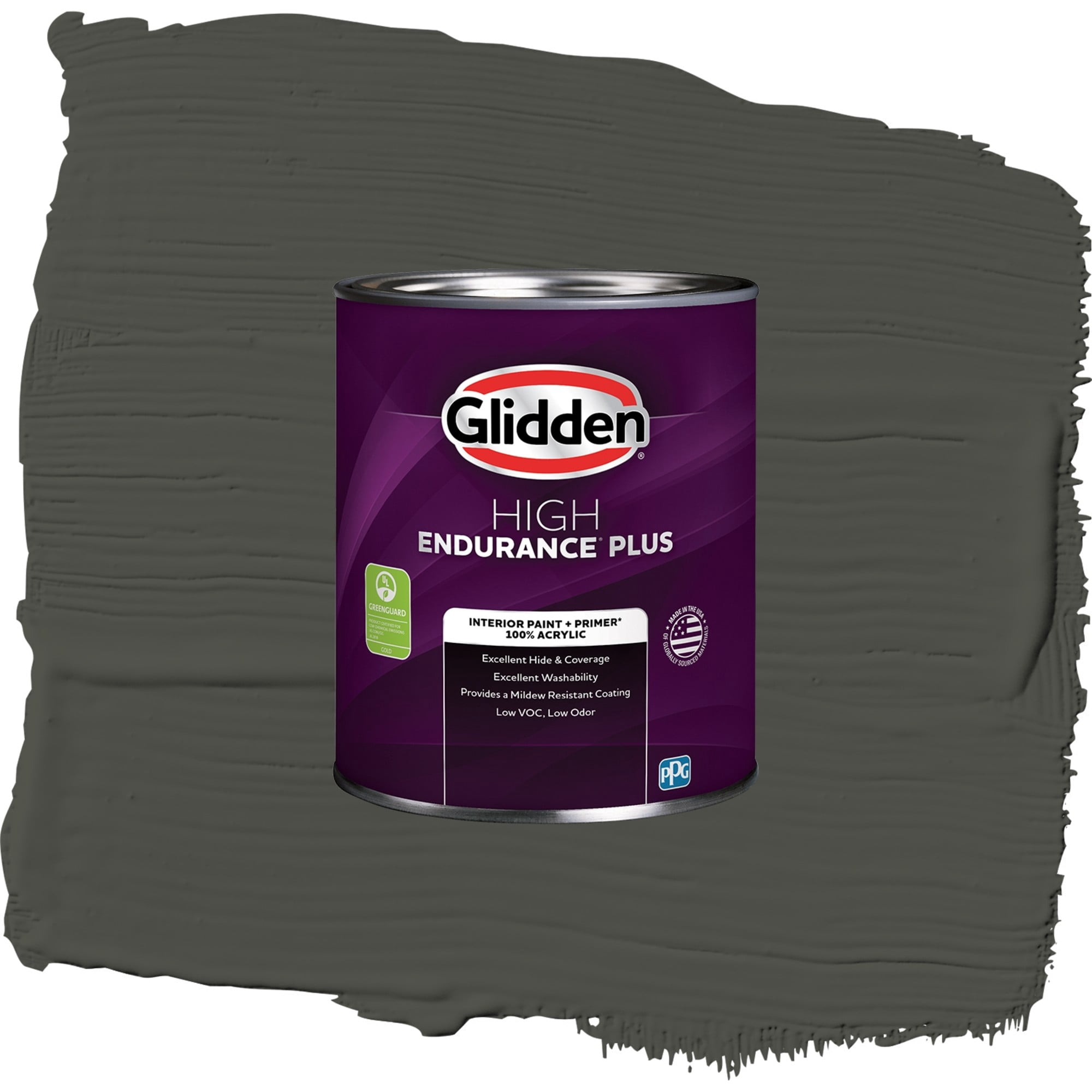 Glidden High Endurance Plus Licorice Semi Gloss Interior Paint and Primer, 1 Quart