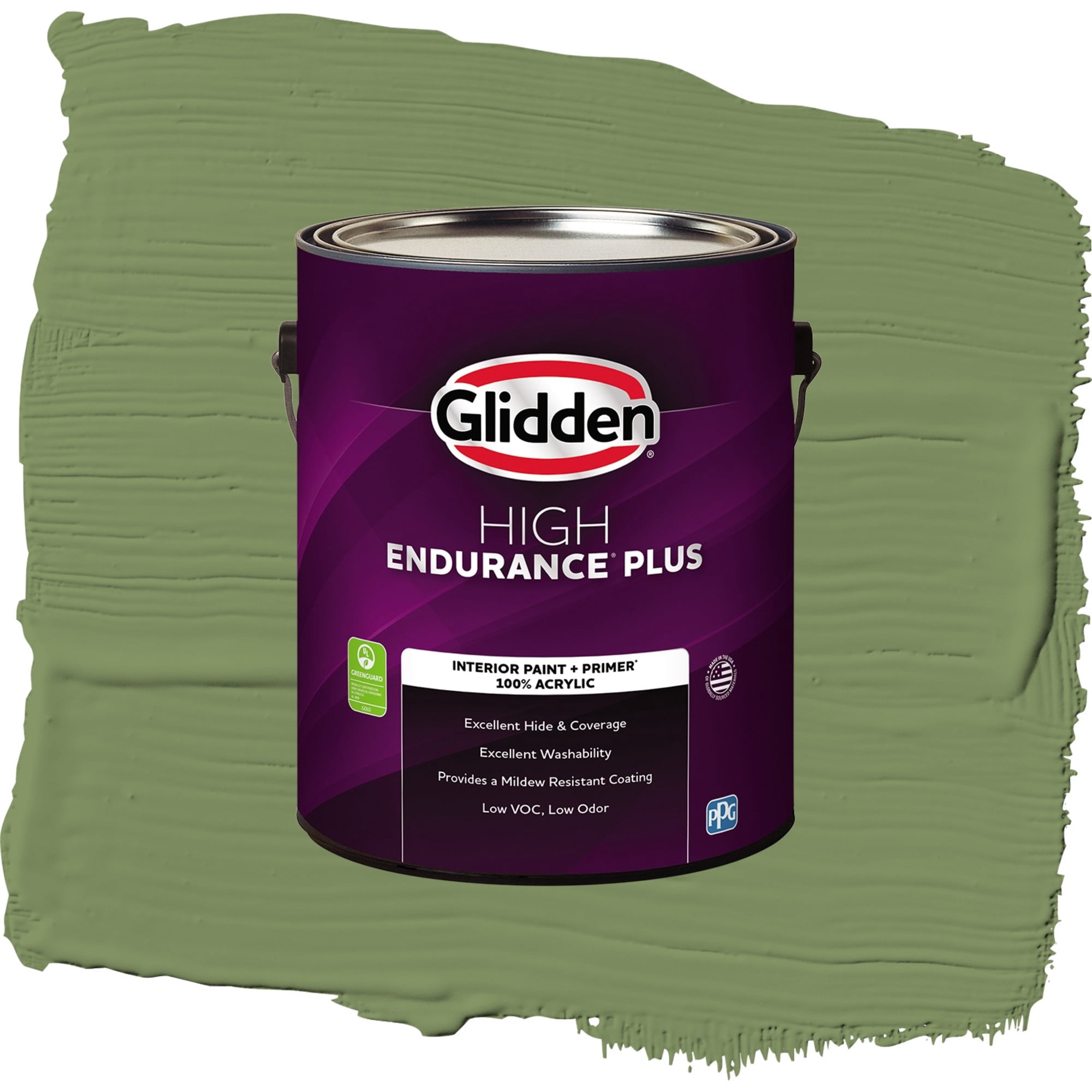 Glidden HEP Moss Point Green / Green, Eggshell Interior Paint with Primer, 1 Gallon