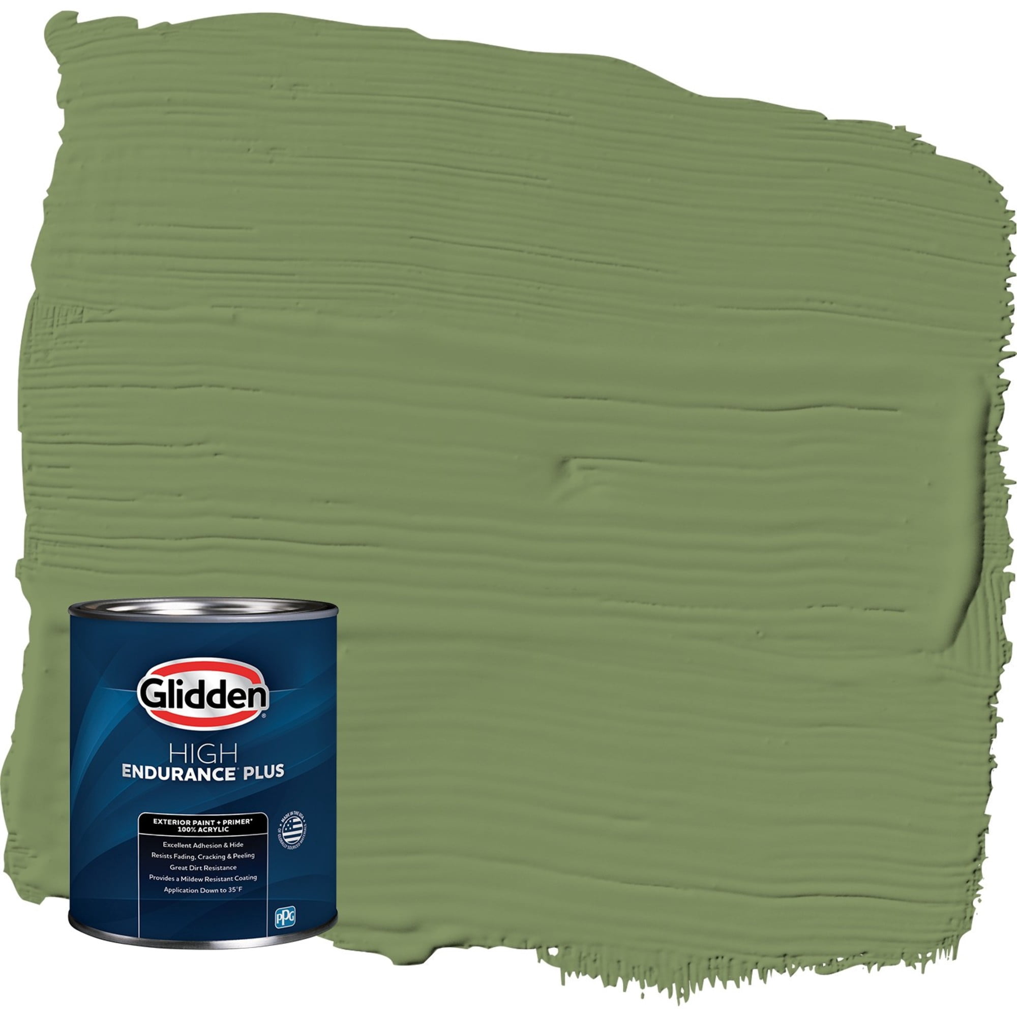Glidden HEP Moss Point Green / Green Satin Exterior Paint with Primer, 1 Quart