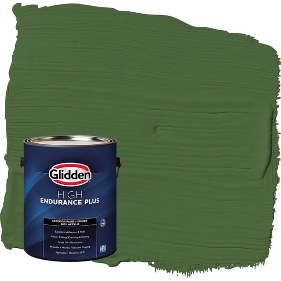 Glidden HEP Mountain Forest / Green Satin Exterior Paint with Primer, 1 Gallon