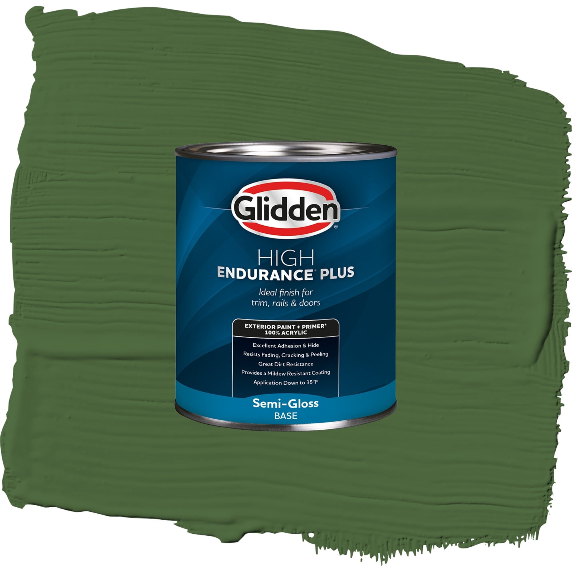 Glidden High Endurance Plus Mountain Forest Satin Exterior Paint and Primer, 1 Quart